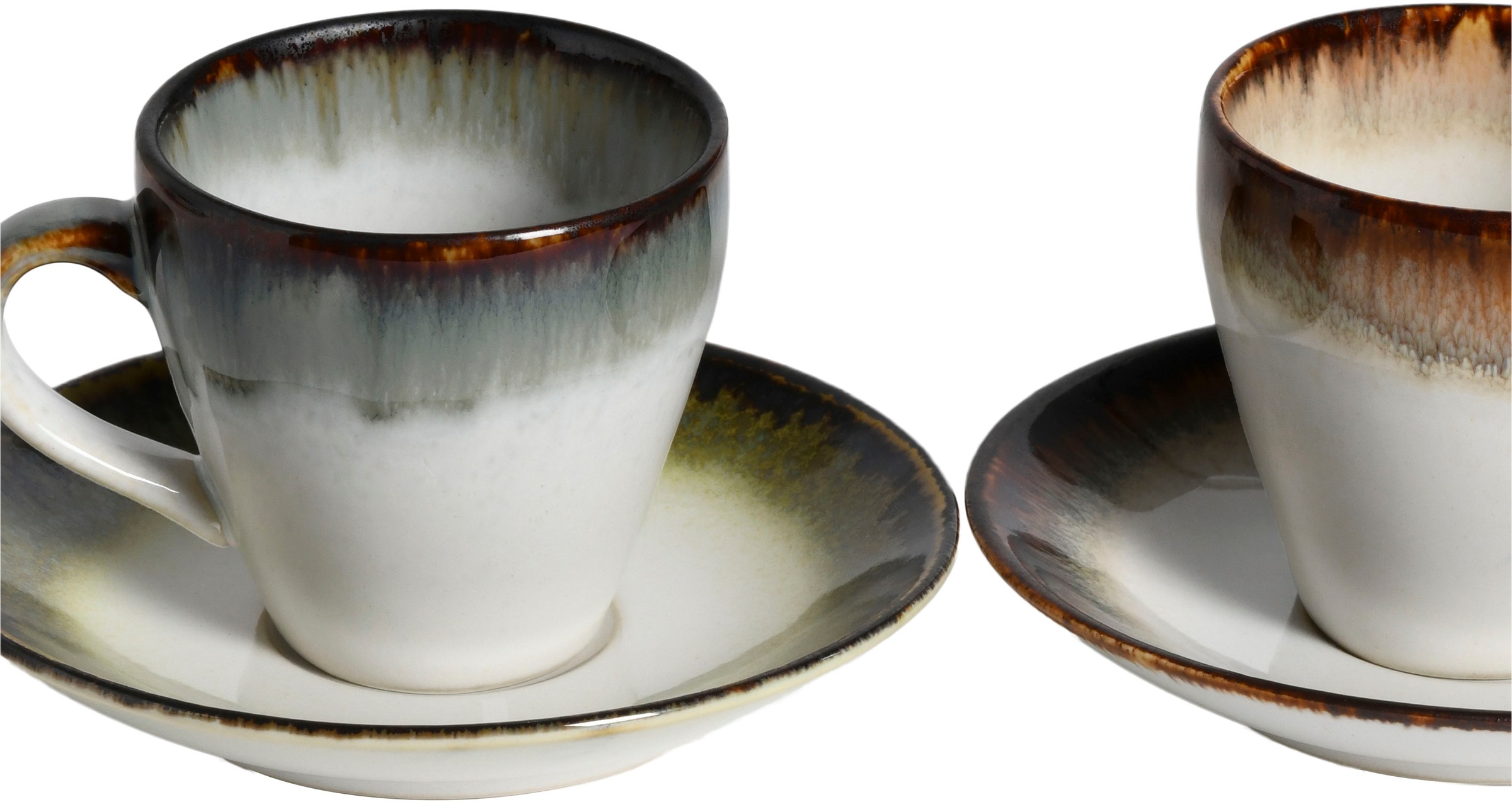 CreaTable Espressotasse »Cascade Mix, Espresso-Set, 8-tlg.«, (Set, 8 tlg.), Reaktivglasur