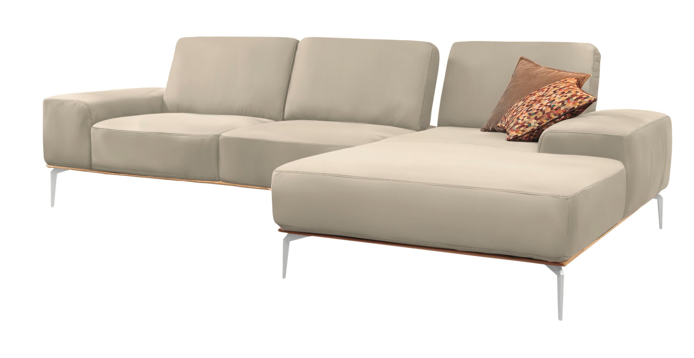 W.SCHILLIG Ecksofa »run, Designsofa mit tollem Sitzkomfort, bequem, L-Form«, mit elegantem Holzsockel, Füße in Chrom glänzend, Breite 319 cm