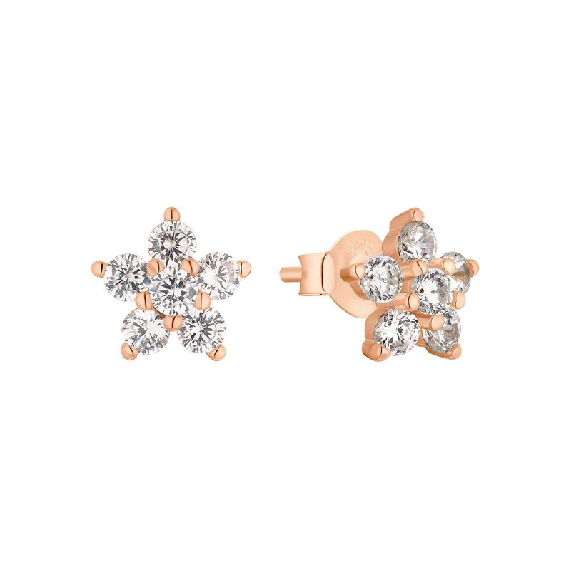 AMOR Paar Ohrstecker »Rosé Star« mit Zirkonia (synth.) roségoldfarben,weiß + kristallweiß Schicker Ohrschmuck für Damen