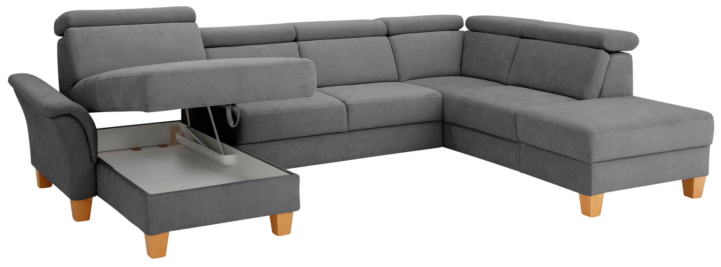 Home affaire Wohnlandschaft »Conville U-Form«, Kopfteilverstellung wahlweise mit Bettfunktion und Bettkasten