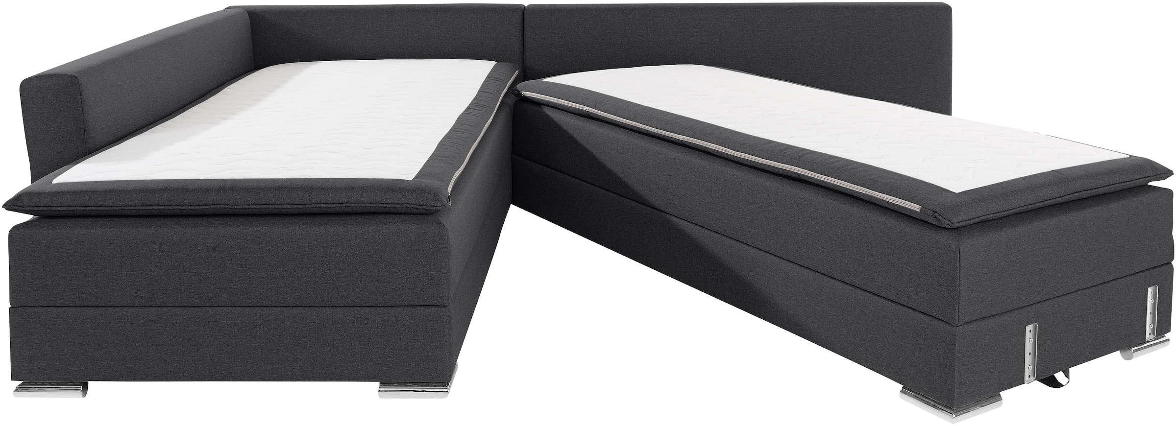 INOSIGN Ecksofa »Boxspringbett Night & Day L-Form mit Dauer-Schlaffunktion mit Armlehne«, mit Boxspring-Bettfunktion 180x200 cm und Bettkasten, Dauerschläfer!