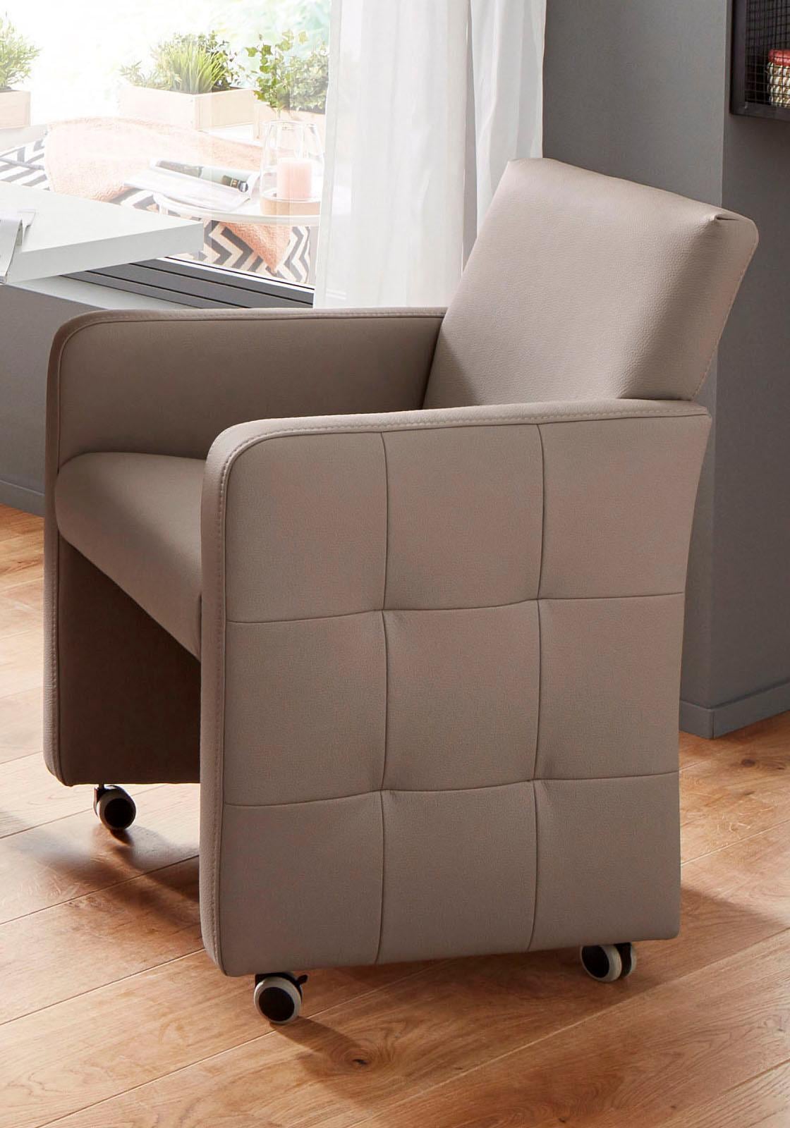 exxpo - sofa fashion Sessel »Barista Clubsessel auf Rollen, schmale Armlehnen, aktuelles Design«, bequem und komfortabel, Breite 61 cm