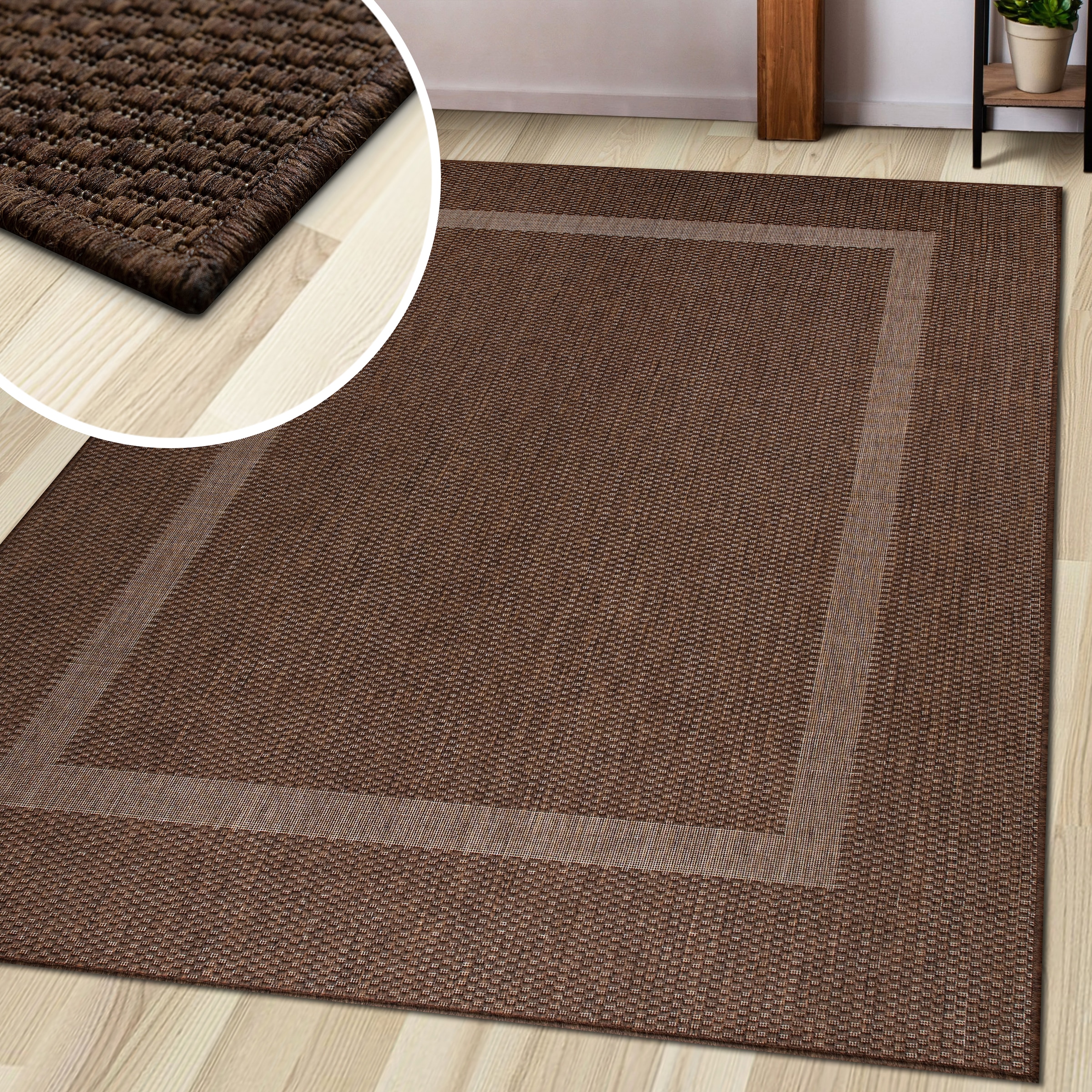 my home Teppich »Venedig Bordüre auch als Läufer erhältlich«, rechteckig, 3 mm Höhe, In- und Outdoor geeignet, Sisal-Optik, Wetterfest & UV-beständig