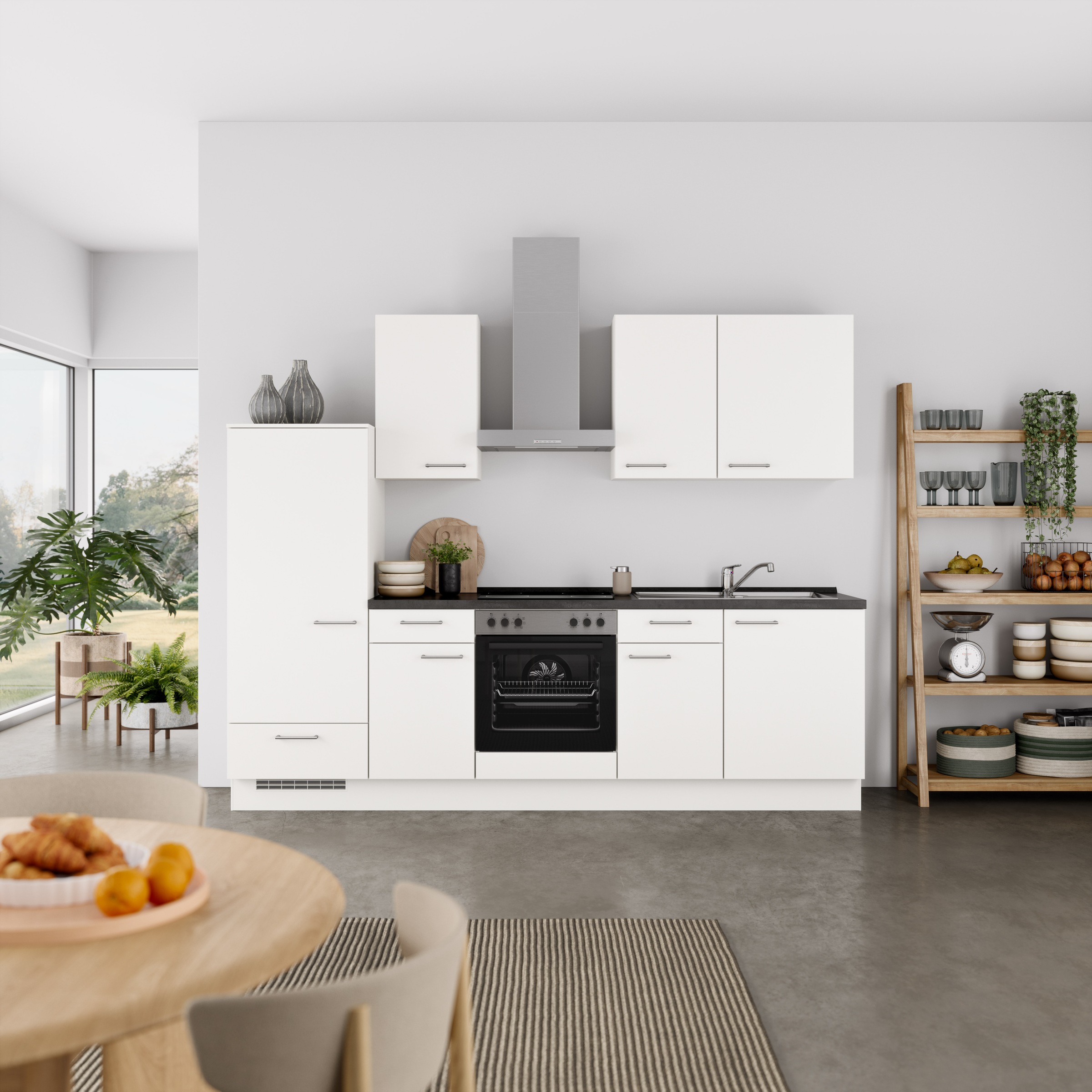 nobilia® Küchenzeile »"Laser I", Ausrichtung wählbar, Breite 270 cm«, vormontiert, wahlw. mit unterschiedlichen E-Geräten-Sets