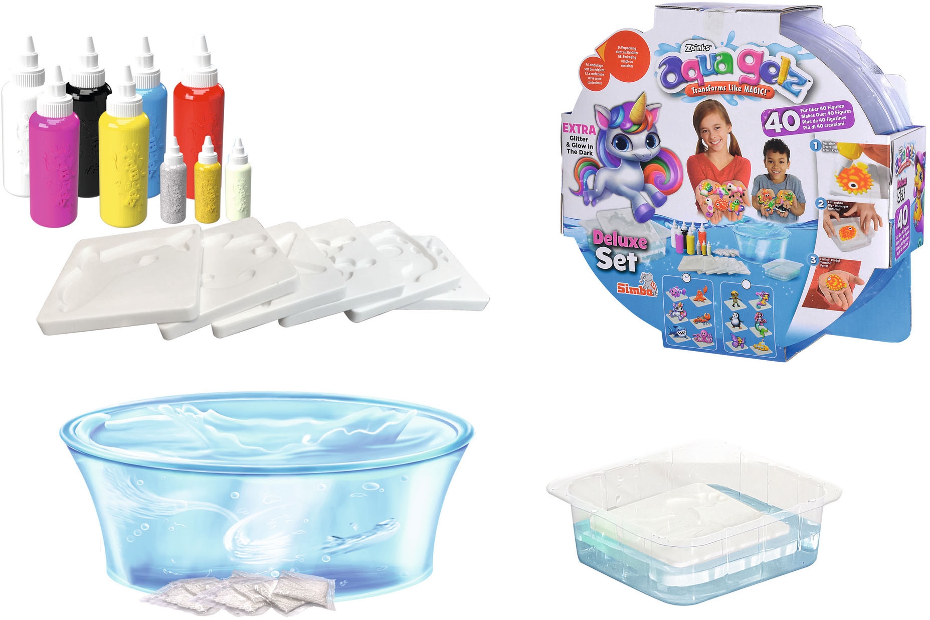 SIMBA Kreativset »Aqua Gelz Deluxe Set«, (Set), mit Glitzer und Glow in the Dark Effekt