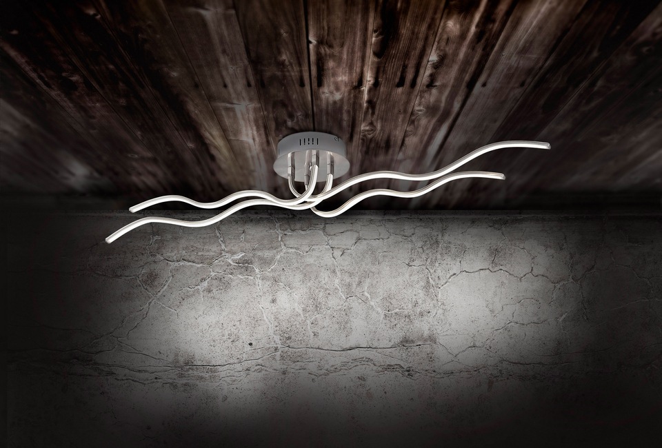 JUST LIGHT Deckenleuchte »WAVE«, 4 flammig, Leuchtmittel LED-Board   LED fe günstig online kaufen