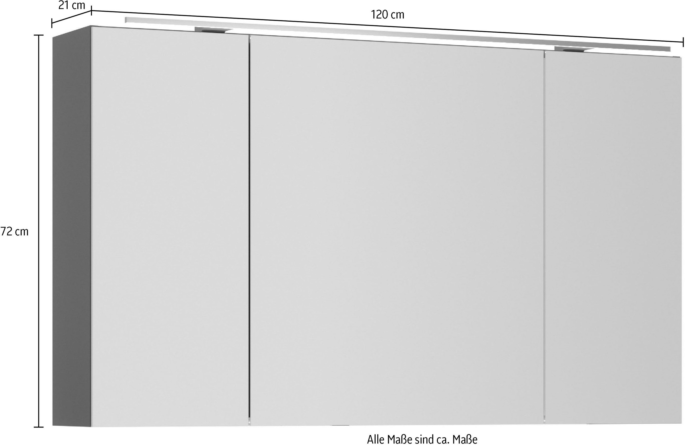 nobilia® Spiegelschrank »Prina«, (inkl. Beleuchtung mit Dimmerfunktion), in Breiten 60, 80, 100 und 120 cm, innenliegende Steckdose
