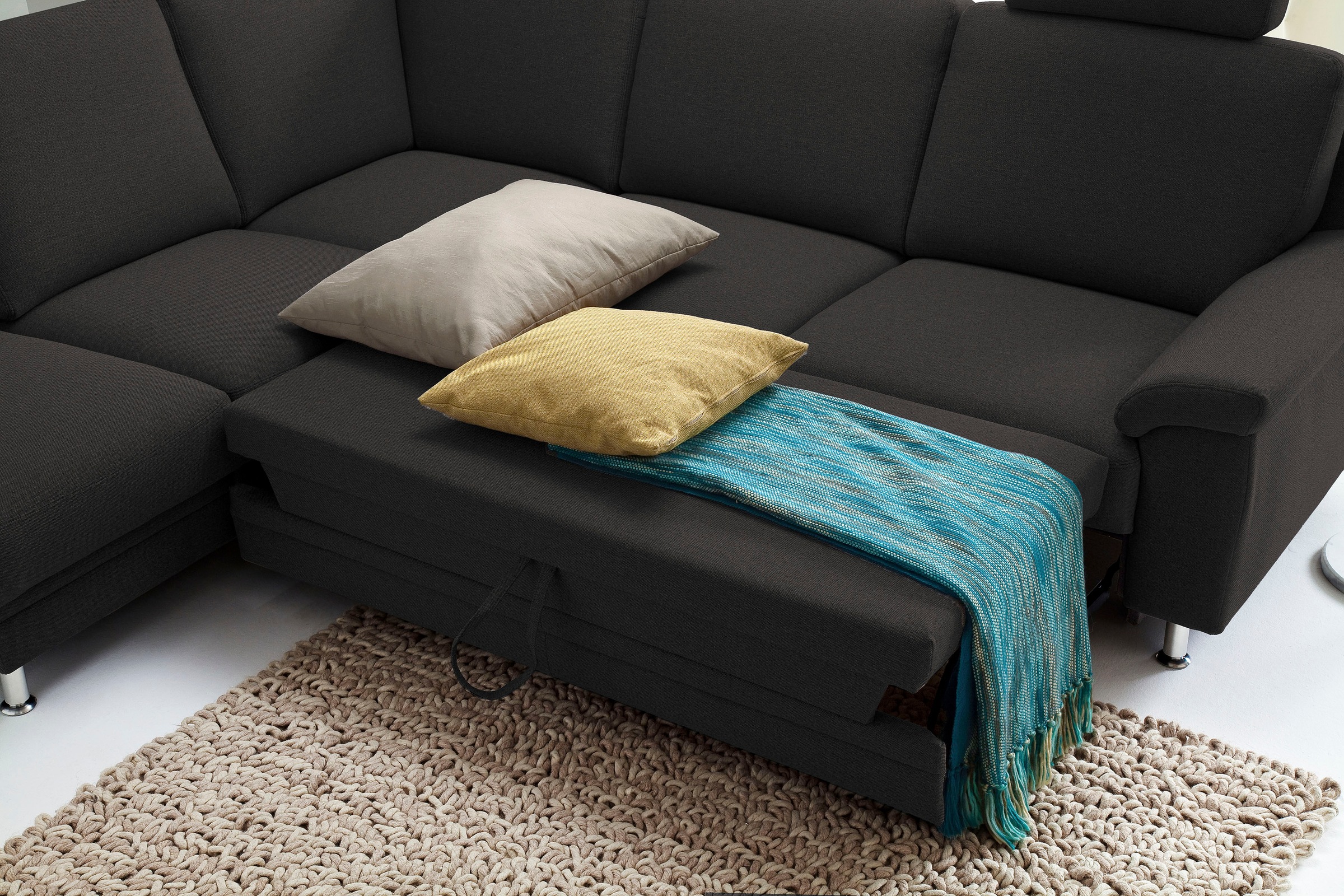 3C Carina Ecksofa »Korfu L-Form«, incl.- 1 Kopfstütze, wahlweise mit Schlafunktion und Stauraum