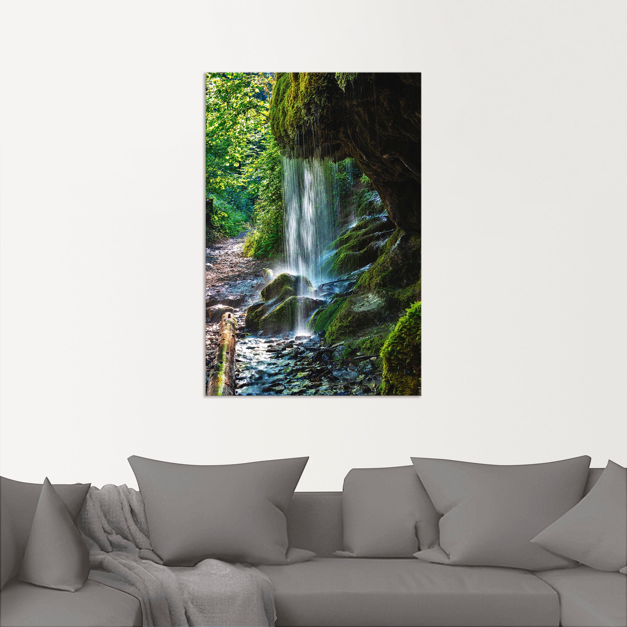 Artland Wandbild »Moosbedeckter Wasserfall« Wasserfallbilder 1 Stk. tlg. für Innen- und Außenbereich geeignet, Outdoorbild
