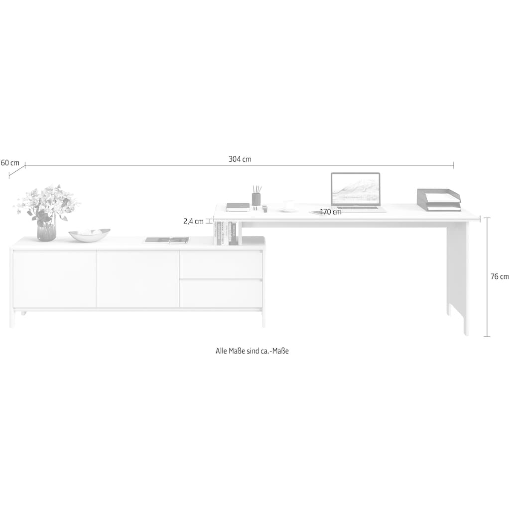 Home affaire Schreibtisch »Luven«, Breite 170-304 cm