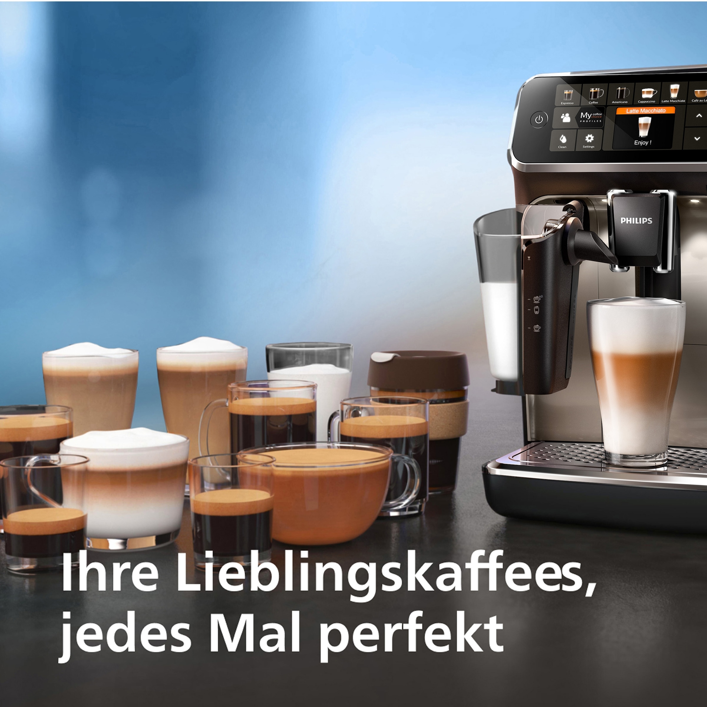Philips Kaffeevollautomat »EP5447/90 5400 Series, 12 Kaffeespezialitäten« LatteGo Milchsystem und 4 Benutzerprofilen