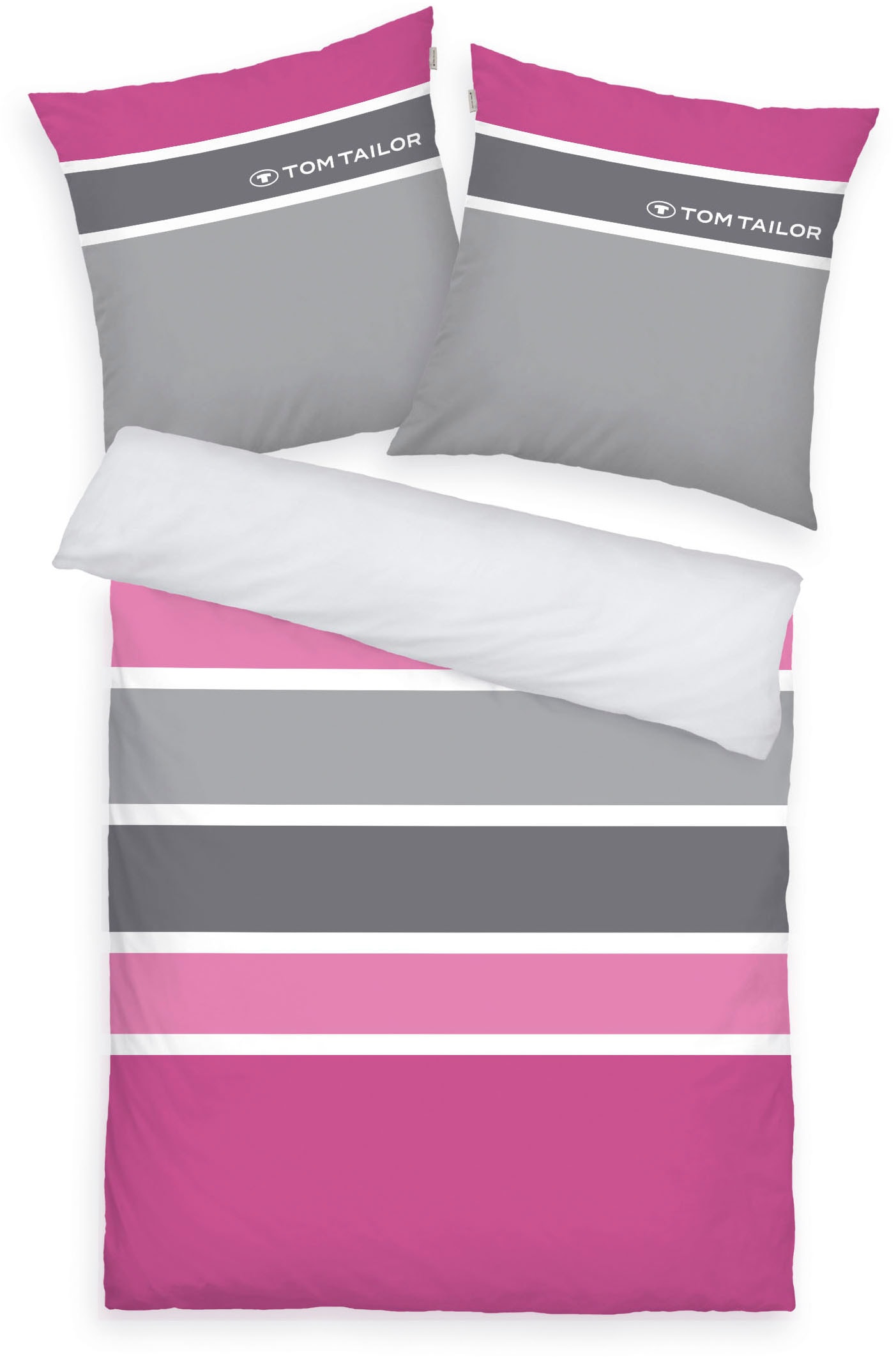 TOM TAILOR HOME Bettwäsche »Felix in Gr. 135x200 oder 155x220 cm«, mit GRATIS-Zugabe: Gästehandtuch (100% Baumwolle), mit Reißverschluss