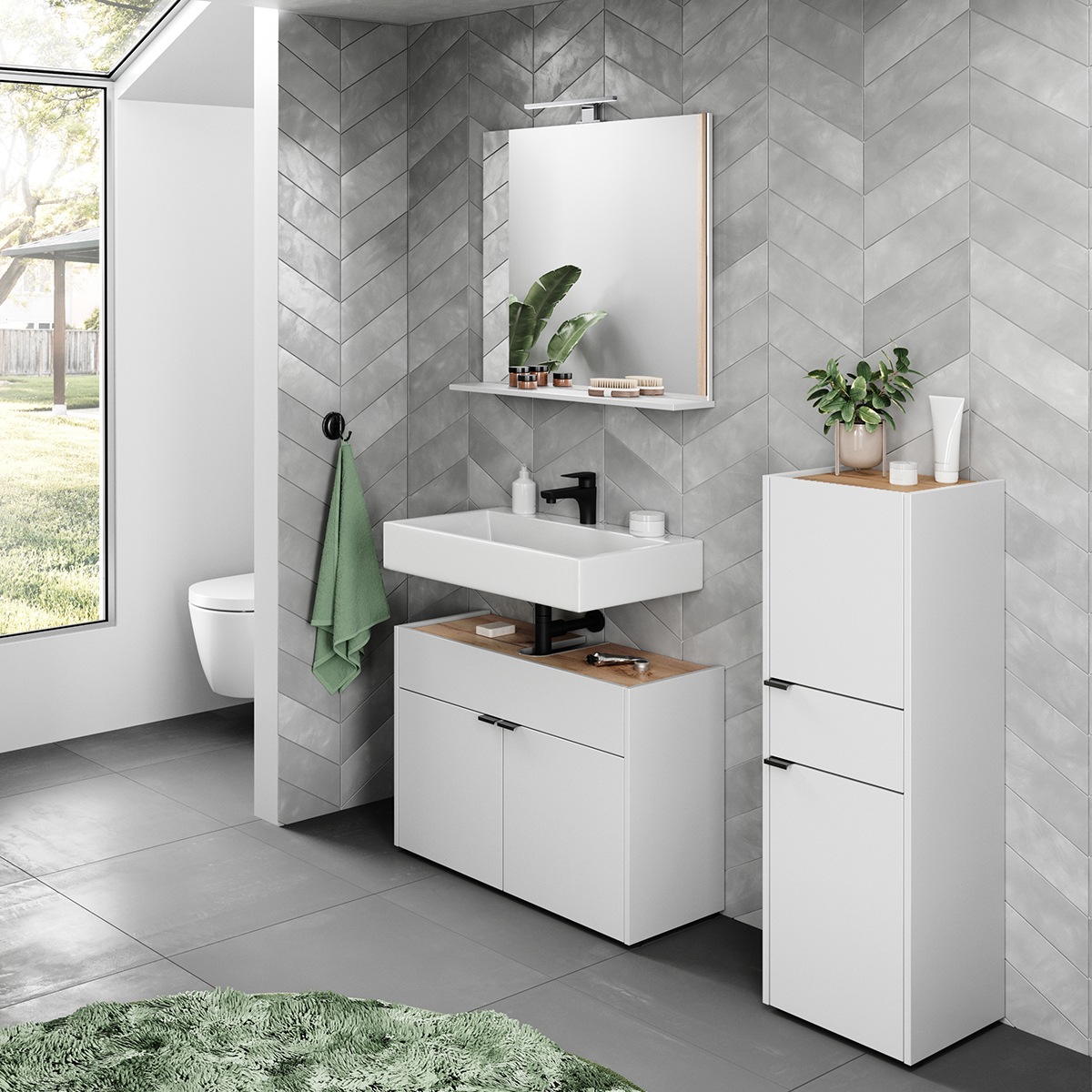 GERMANIA Badmöbel-Set »Ameca«, (3 St.), Badezimmer-Set bestehend aus Waschb günstig online kaufen