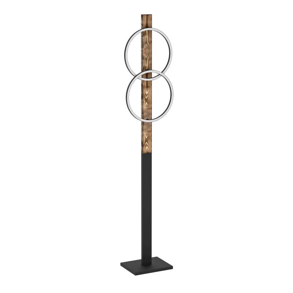 EGLO Stehlampe »BOYAL«, 2 flammig, Leuchtmittel LED-Modul | LED fest integriert, Standleuchte, geflammtes Holz, schwarzes Metall, Stehleuchte, 150cm