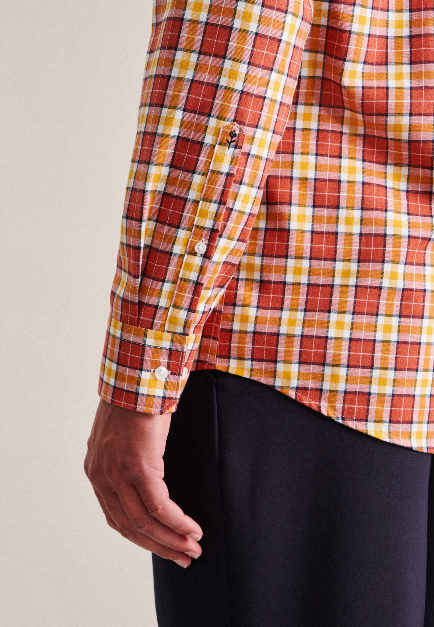 seidensticker Flanellhemd »Regular«, Regular Langarm Button-Down-Kragen Karo