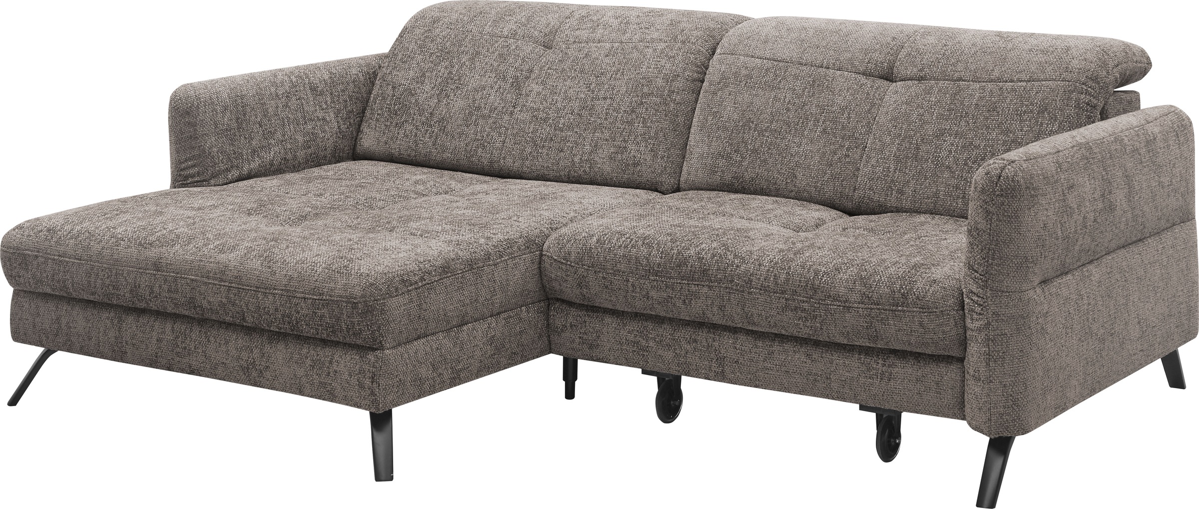 set one by Musterring Ecksofa »SO 4400 V«, wahlweise mit motorischer Bettfunktion & Kopfverstellung, Fuß schwarz