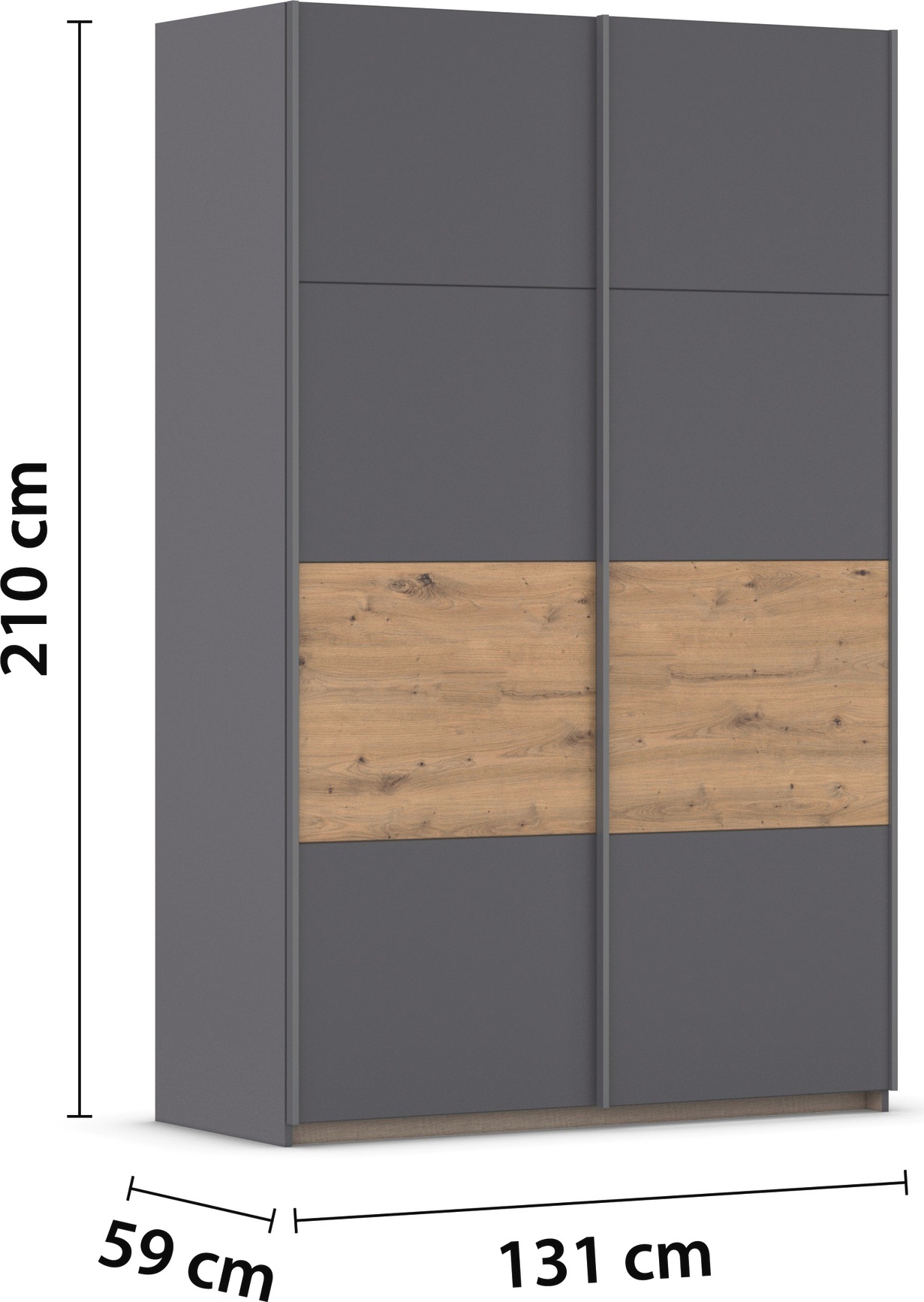 rauch Schwebetürenschrank »Kleiderschrank Schrank Garderobe Schlafzimmerschrank OXFORD«, (in 3 verschiedenen Ausstattungen BASIC/CLASSIC/PREMIUM), mit Griffleisten aus Metall, auch für kleinere Räume MADE IN GERMANY
