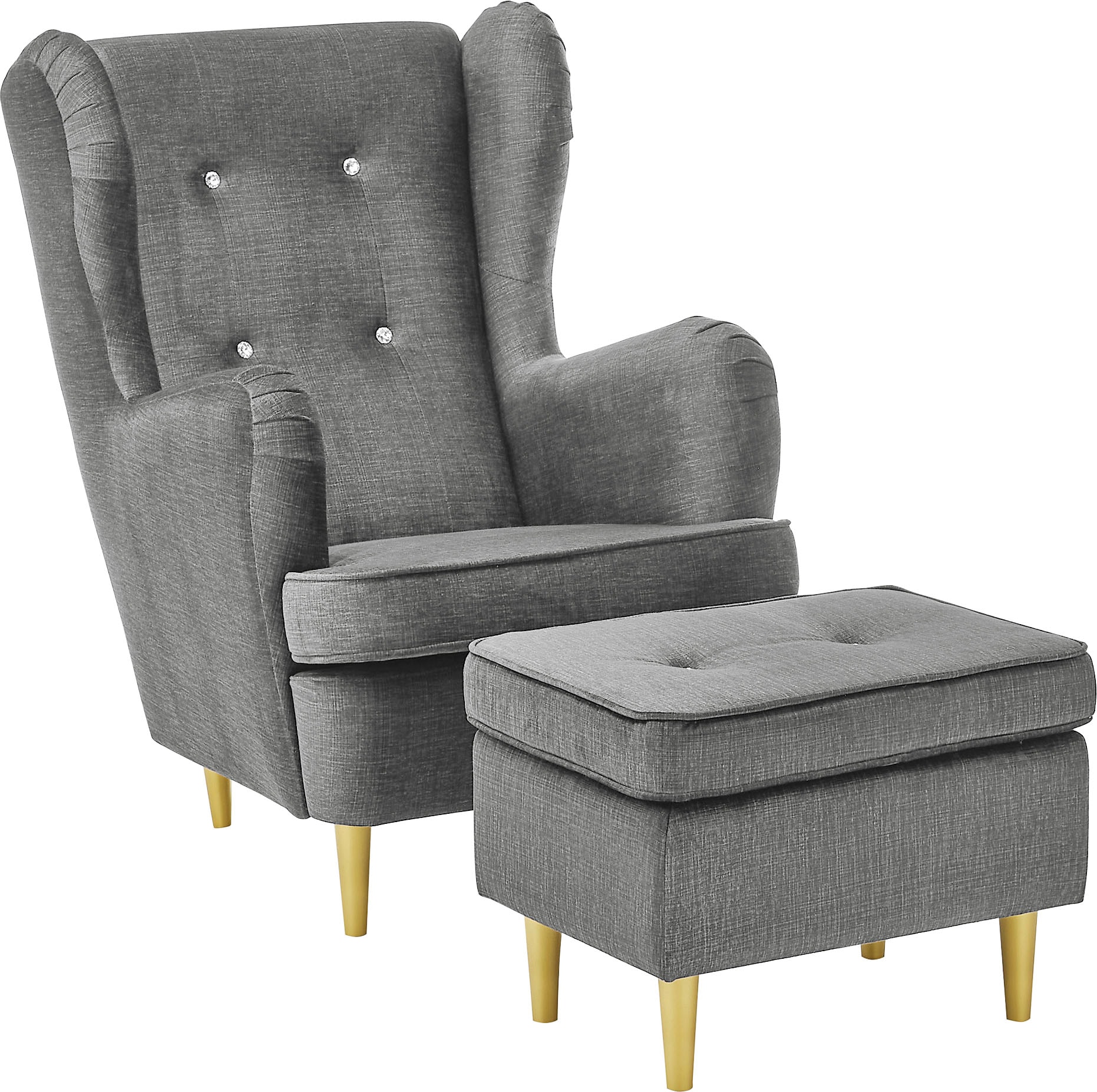 ED EXCITING DESIGN Ohrensessel »Tom«, mit Strasssteinen & goldenen Füßen