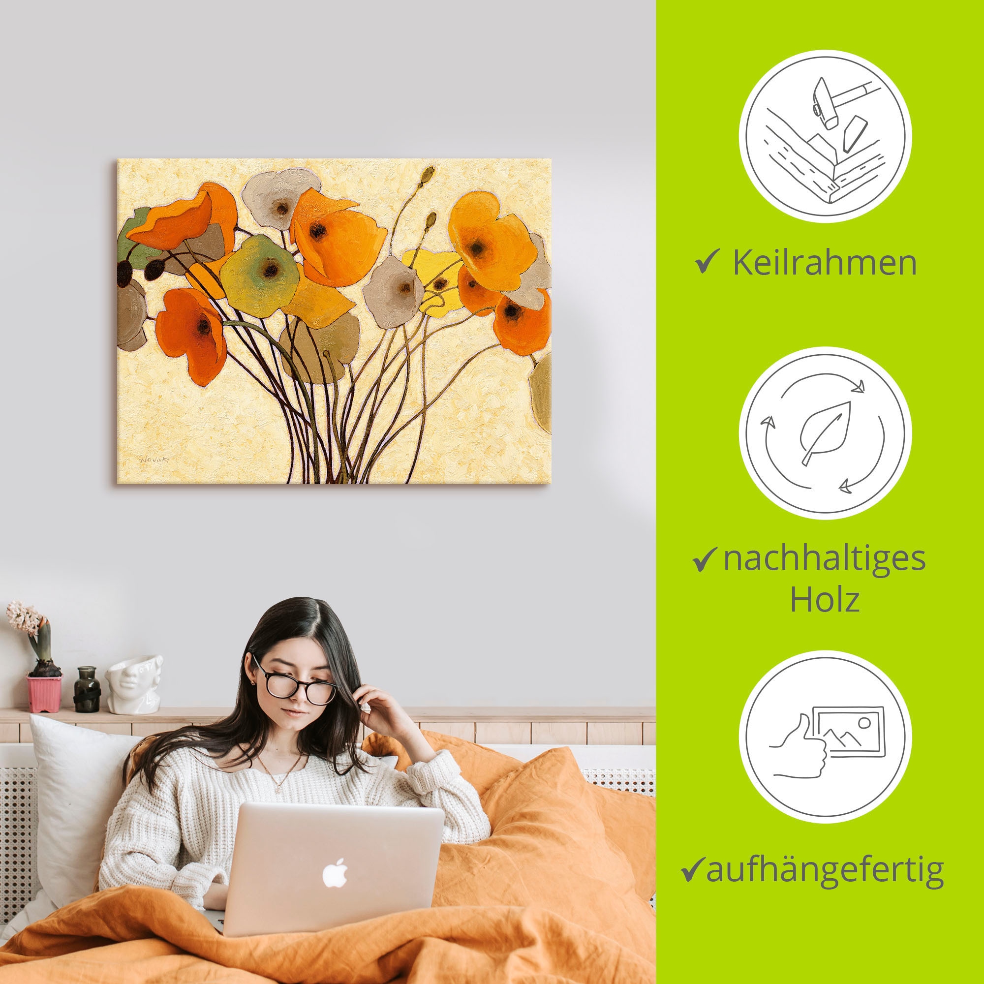 Artland Wandbild »Kürbismohn I«, Blumen, (1 St.), als Leinwandbild, Poster, Wandaufkleber in verschied. Größen
