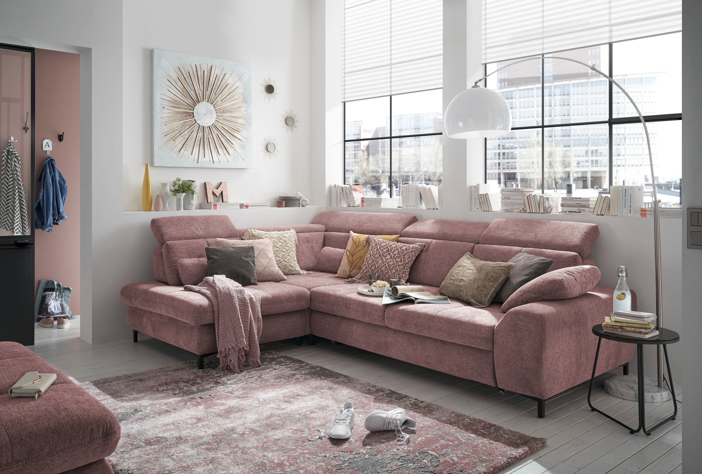 set one by Musterring Ecksofa »SO 3400, Komfortsitzhöhe 47cm oder 49cm, inkl. Sitztiefenverstellung«, verschiedene Funktionen, Kaltschaumpolsterung, Stellmaße 220 x 317 cm