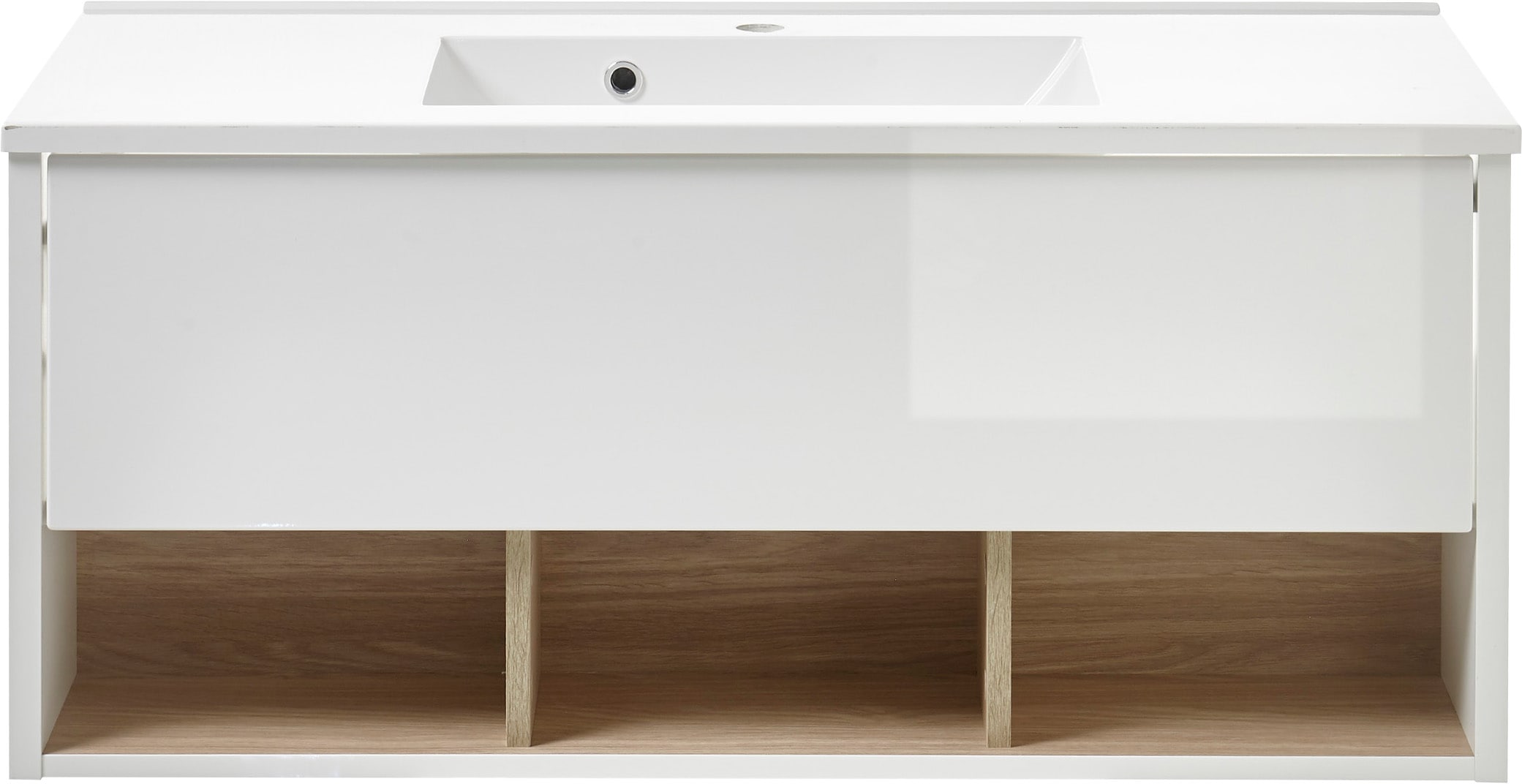 Places of Style Badmöbel-Set »Studio Line, Bad im modernen Design, 2-teiliges Badezimmer«, (2 St.), Waschtisch und Spiegel, in zwei Farben verfügbar, viel Stauraum