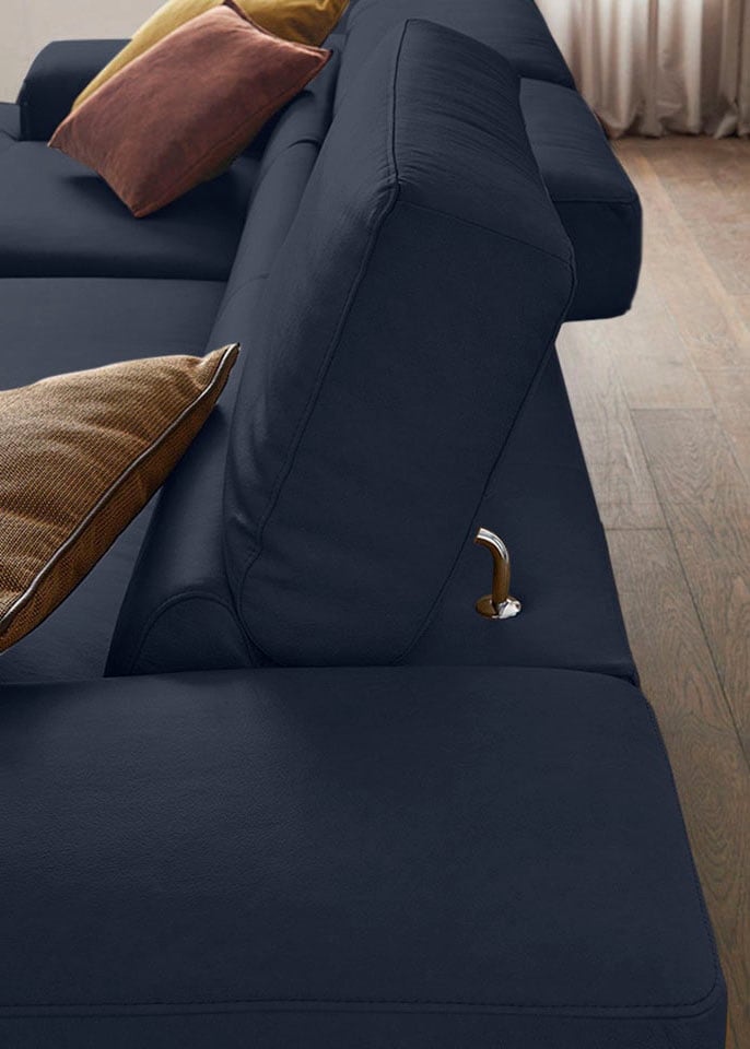 W.SCHILLIG Ecksofa »piedroo, Designsofa mit tollem Sitzkomfort, bequem und elegant, L-Form«, Kopfteilverstellung, wahlweise mit Sitztiefenverstellung, Breite 343cm