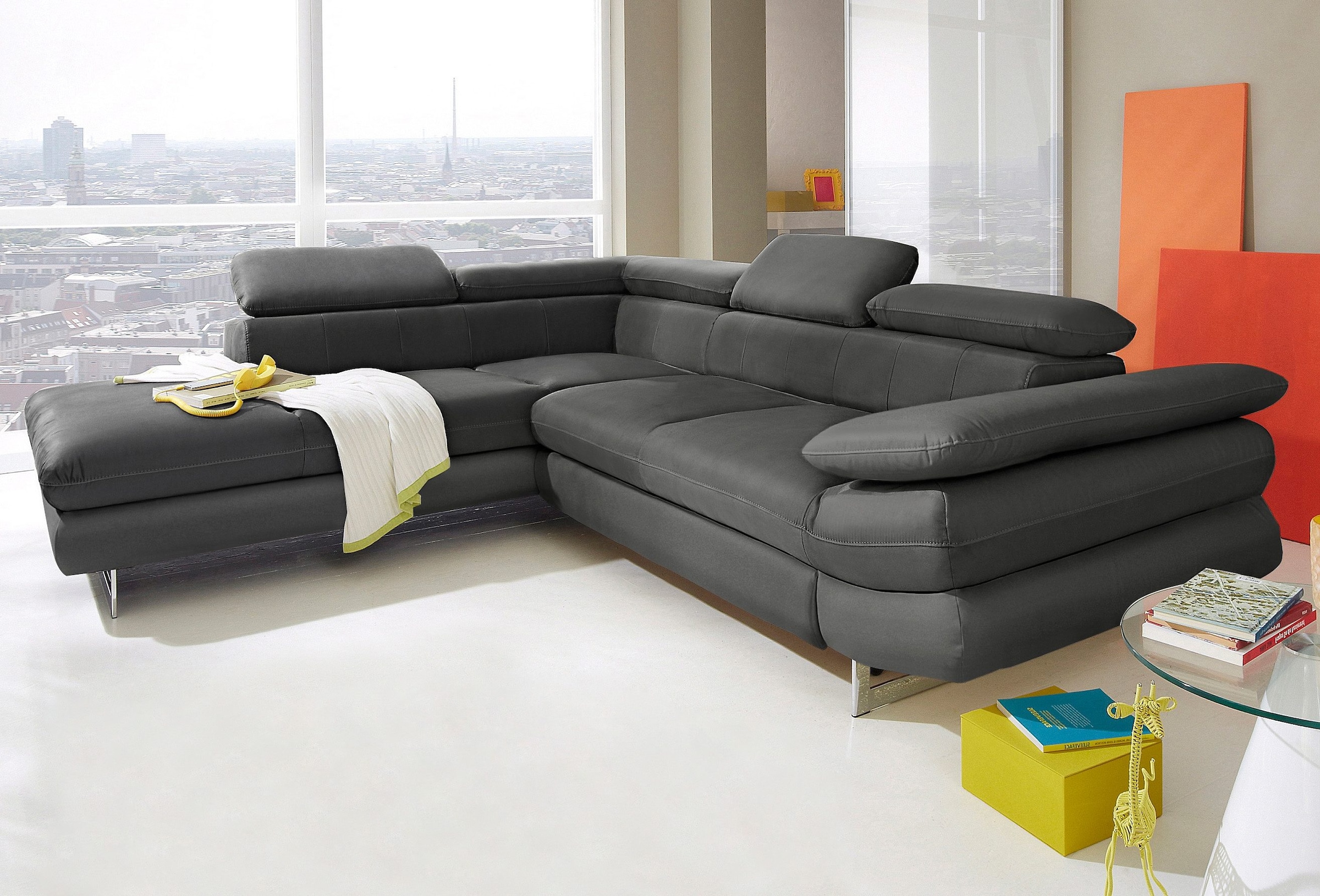 COTTA Ecksofa »Solution L-Form« mit Arm- & Kopfteilverstellung, wahlweise m günstig online kaufen