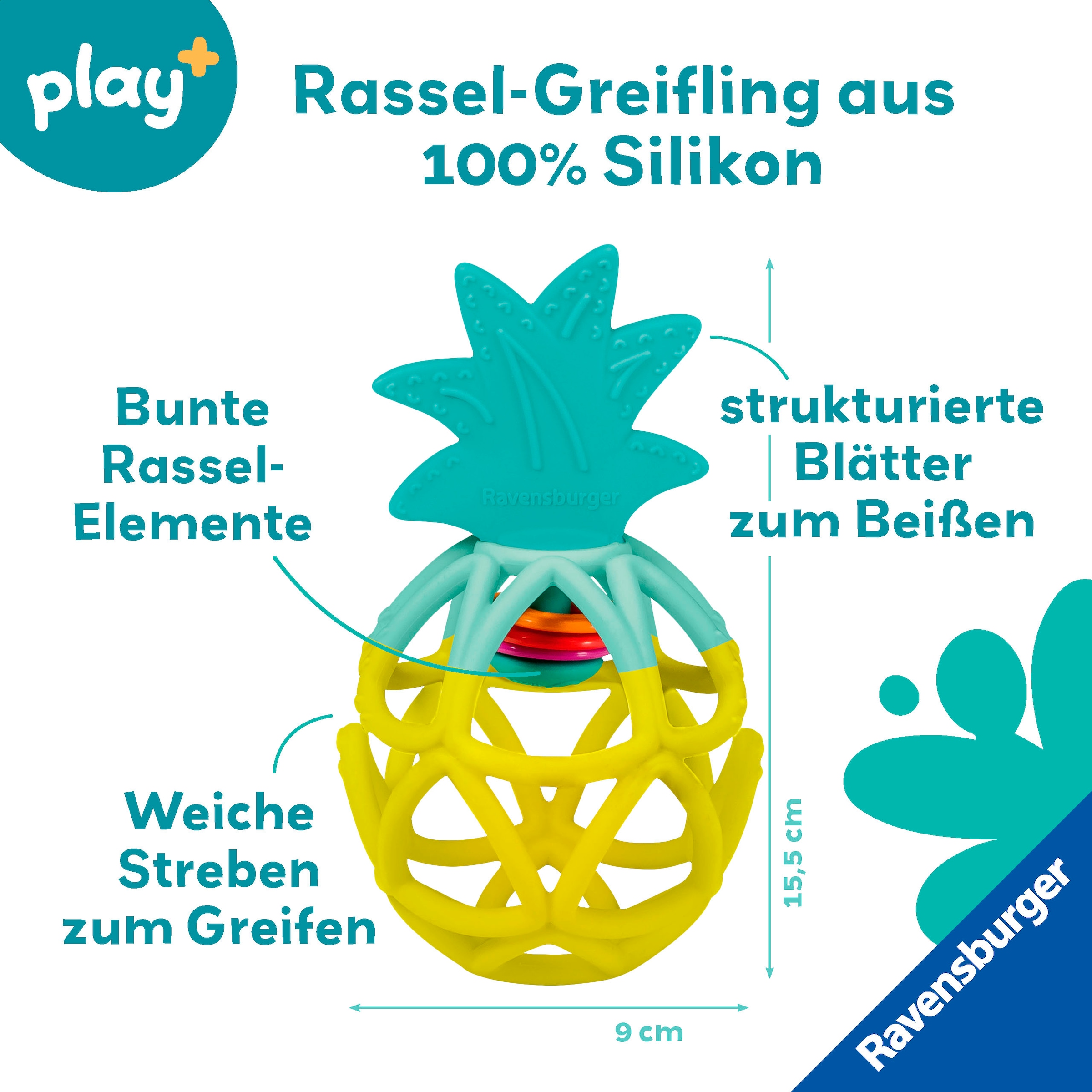 Ravensburger Rassel »Play+ Rassel-Greifling: Ananas«, FSC® - schützt Wald - weltweit