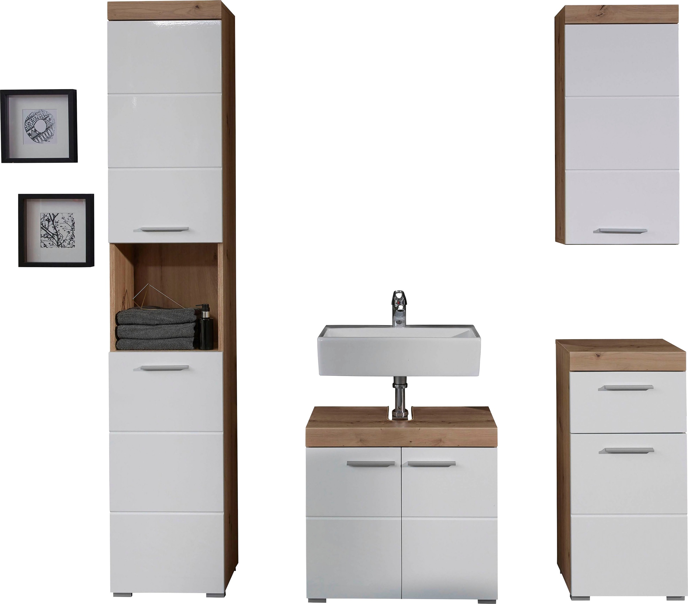 INOSIGN Badmöbel-Set »Avena«, (Set, 4 St.), Mit Hochschrank, Waschbeckenunt günstig online kaufen