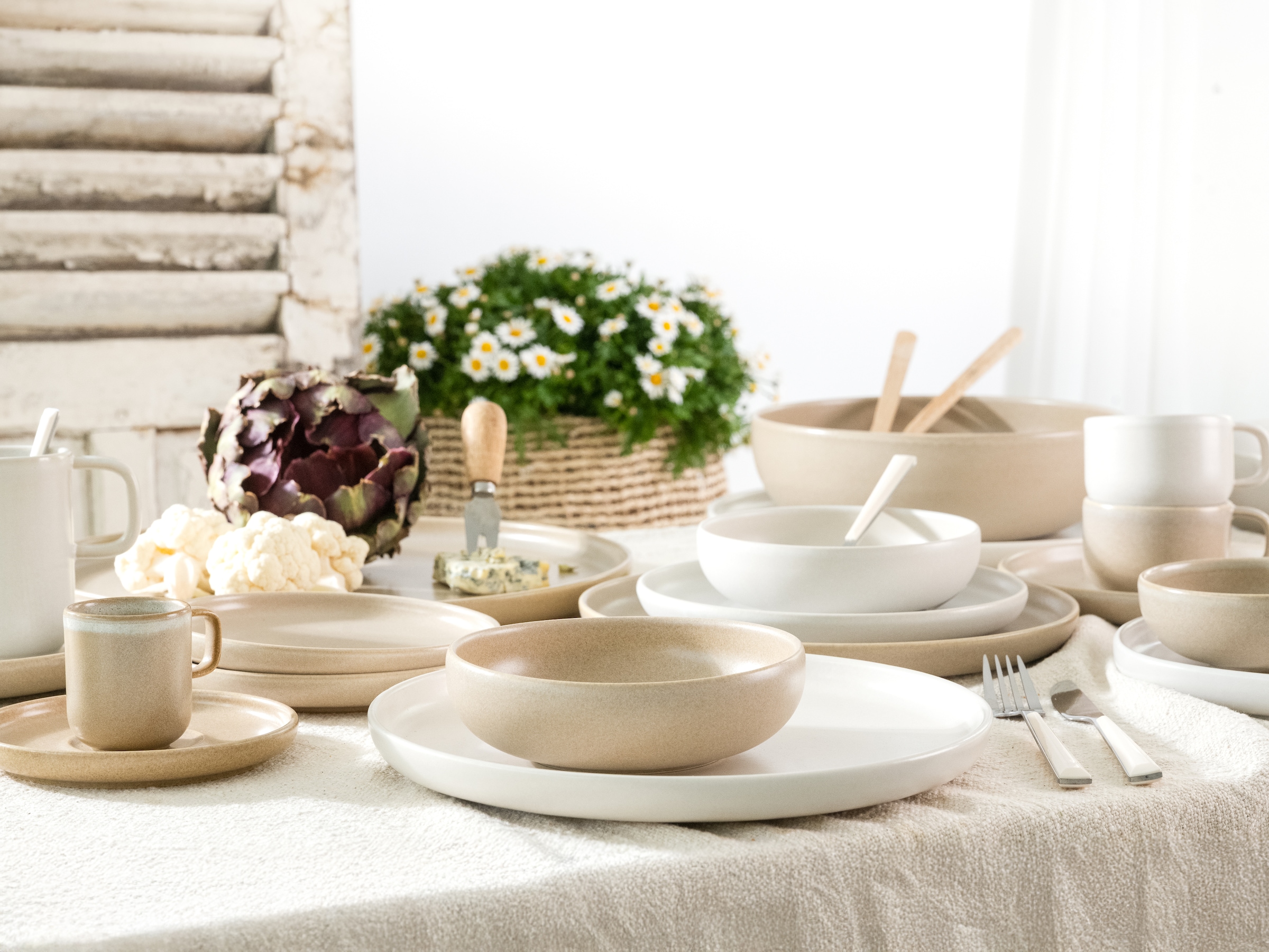 CreaTable Kombiservice »Uno Toscana, Service 16-tlg.« Puristische Formgebung, Inspiriert durch die Farben der Toscana