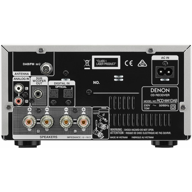 Denon Microanlage »D-M41«, (Bluetooth Digitalradio (DAB+)-FM-Tuner mit RDS  60 W), CD-Player, Bluetooth auf Rechnung bestellen