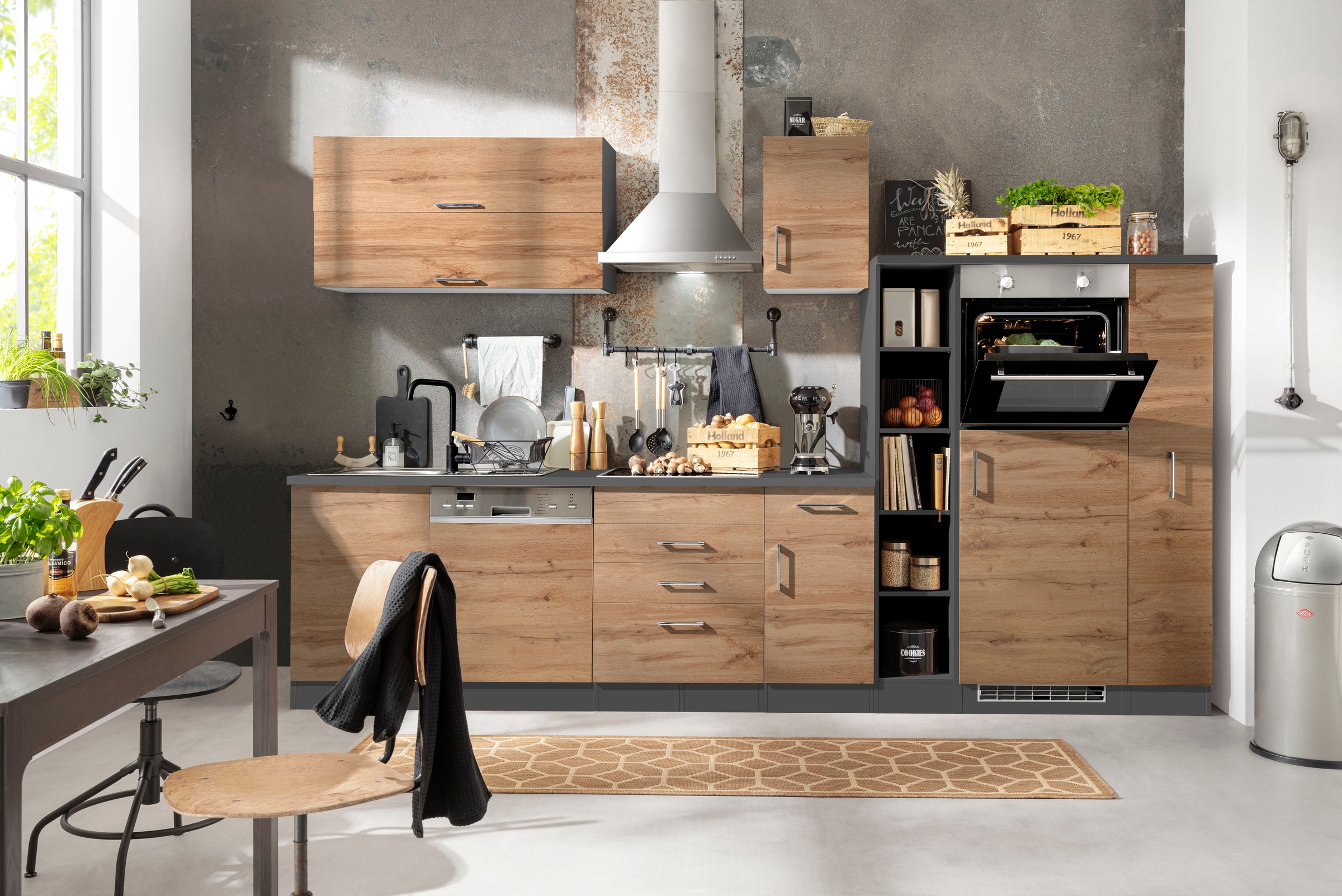 KOCHSTATION Küchenzeile »KS-Colmar«, mit E-Geräten, Breite 330 cm