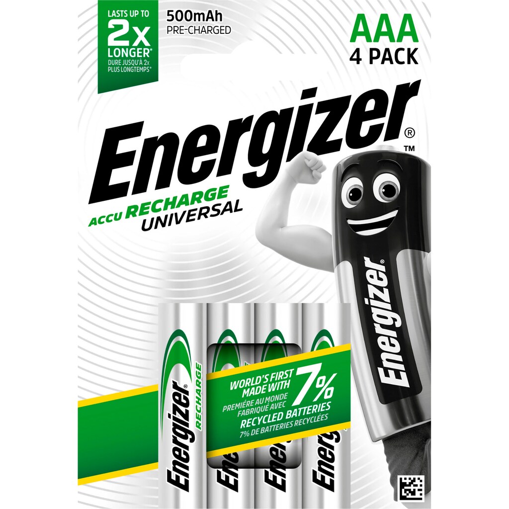 Energizer Akku »4er Pack NiMH Universal, Micro (AAA), 500 mAh, vorgeladen«, Micro, AAA