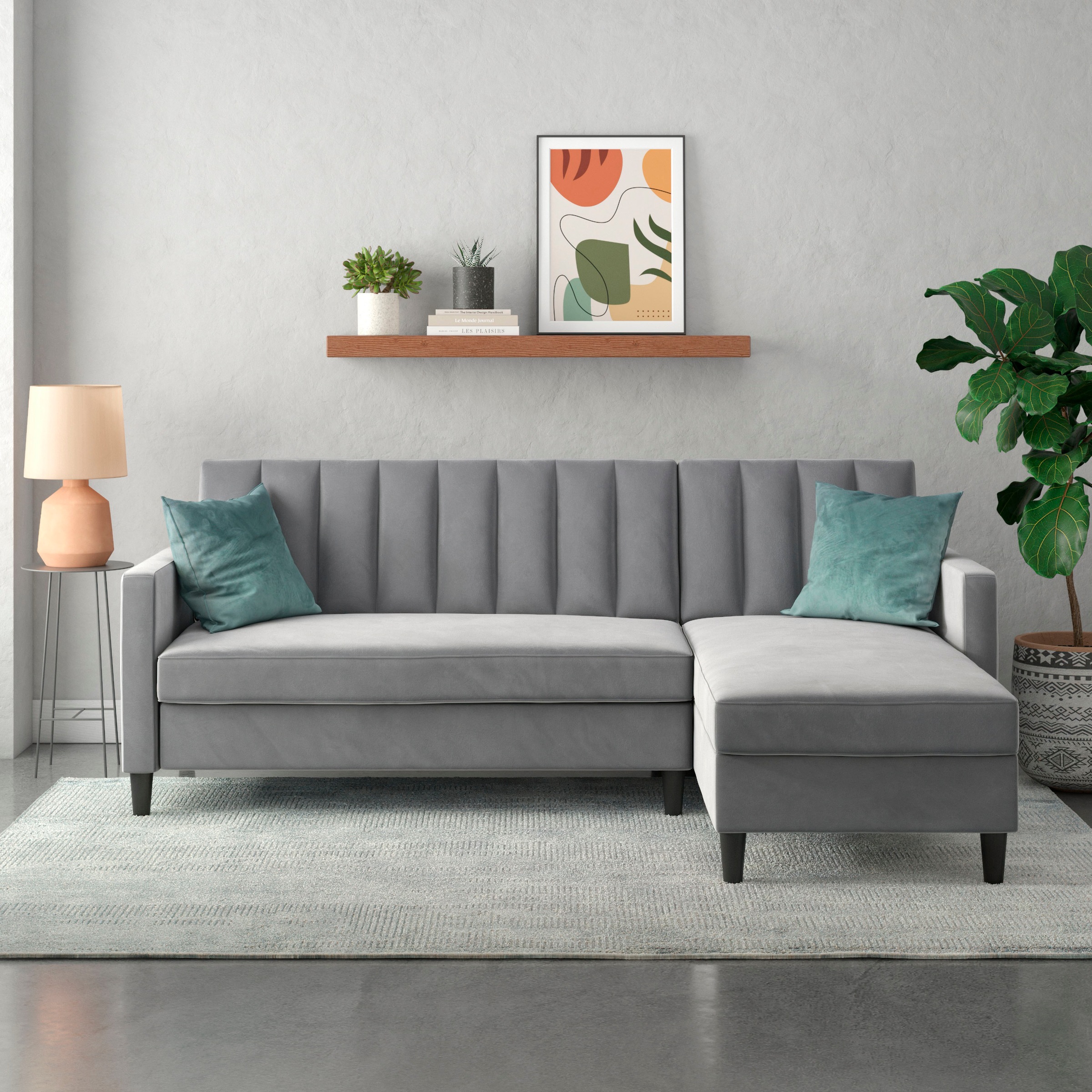 Dorel Home Ecksofa mit Schlafffunktion, Recamiere mit Stauraum beidseitig m günstig online kaufen