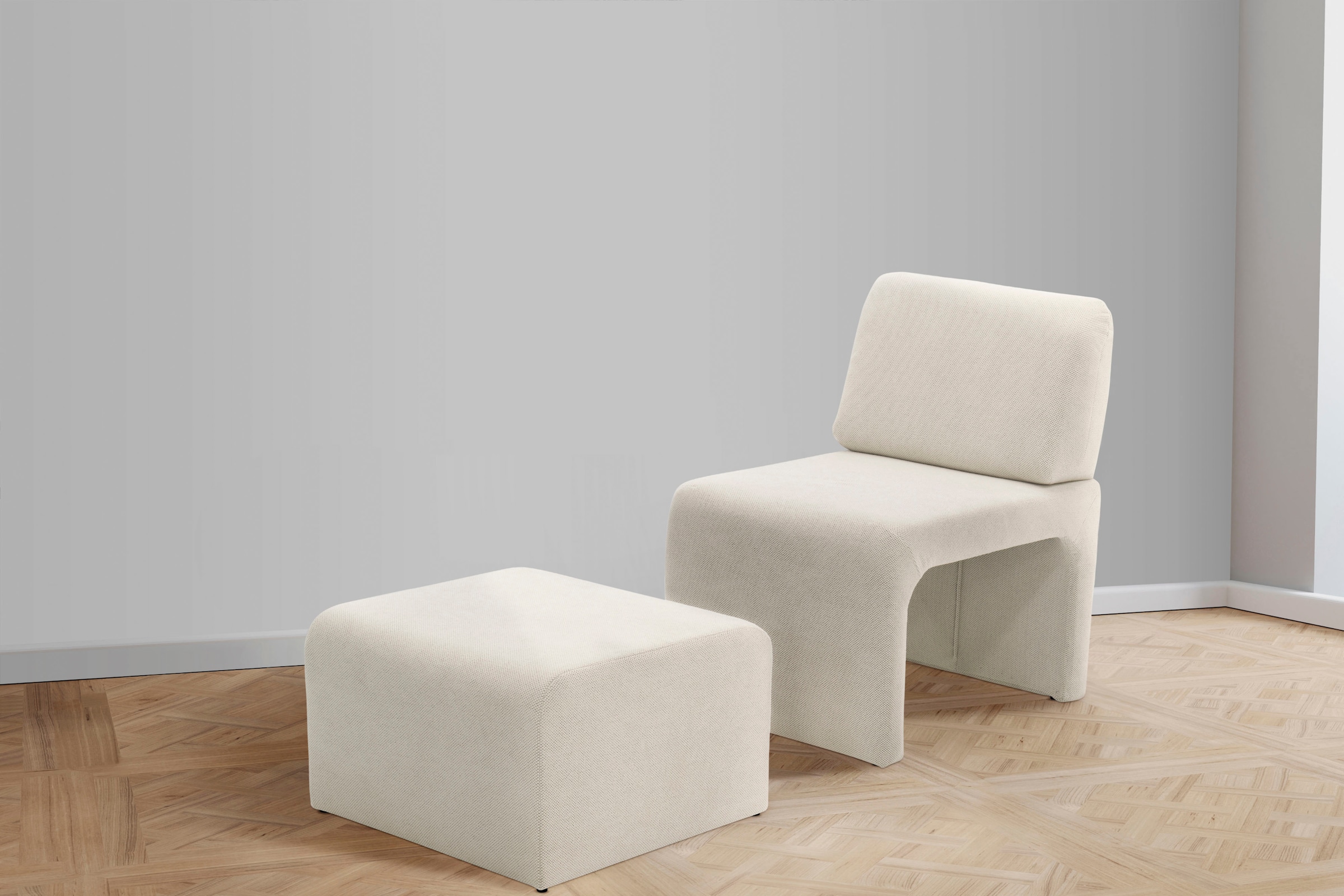 DOMO collection Sessel »mit Hocker 700017 ideal für kleine Räume, platzsparend, bequem«, Hocker unter dem Sessel verstaubar, lieferbar in nur 2 Wochen