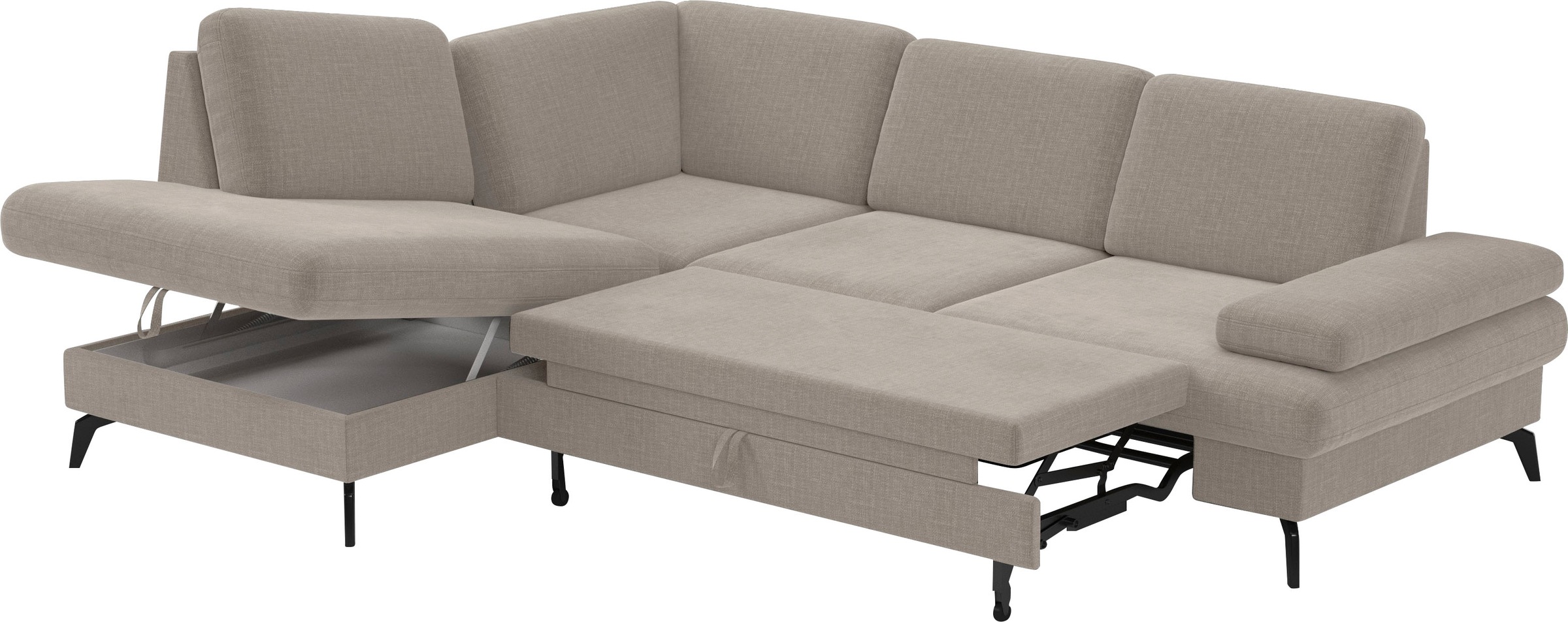 sit&more Ecksofa »Morris L-Form, inkl. Sitztiefenverstellung«, wahlweise mit Armteilverstellung, Bettfunktion & Bettkasten