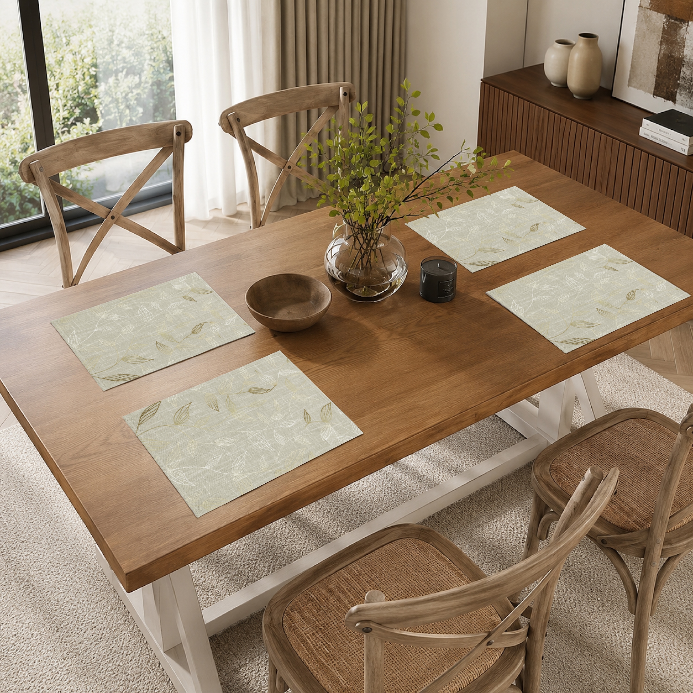 OTTO home Platzset »Raffon« 2er Set, bedruckt, stillvoller Blätterdruck, Esszimmer Dekoration,