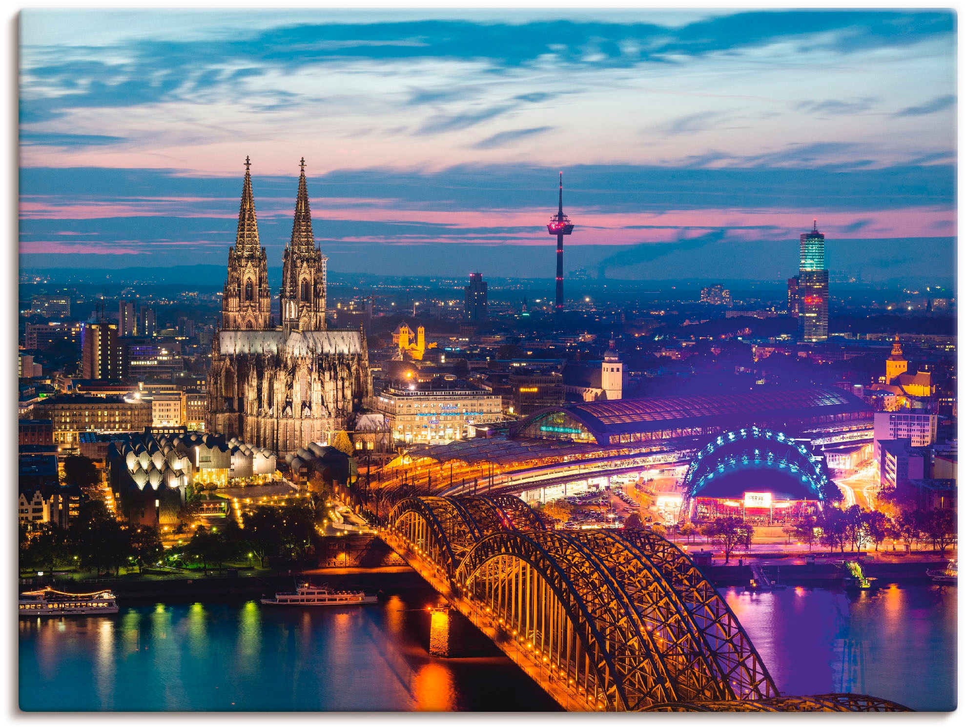 Artland Wandbild »Köln Panorama am Abend« Deutschland 1 Stk. tlg. als Alubi günstig online kaufen