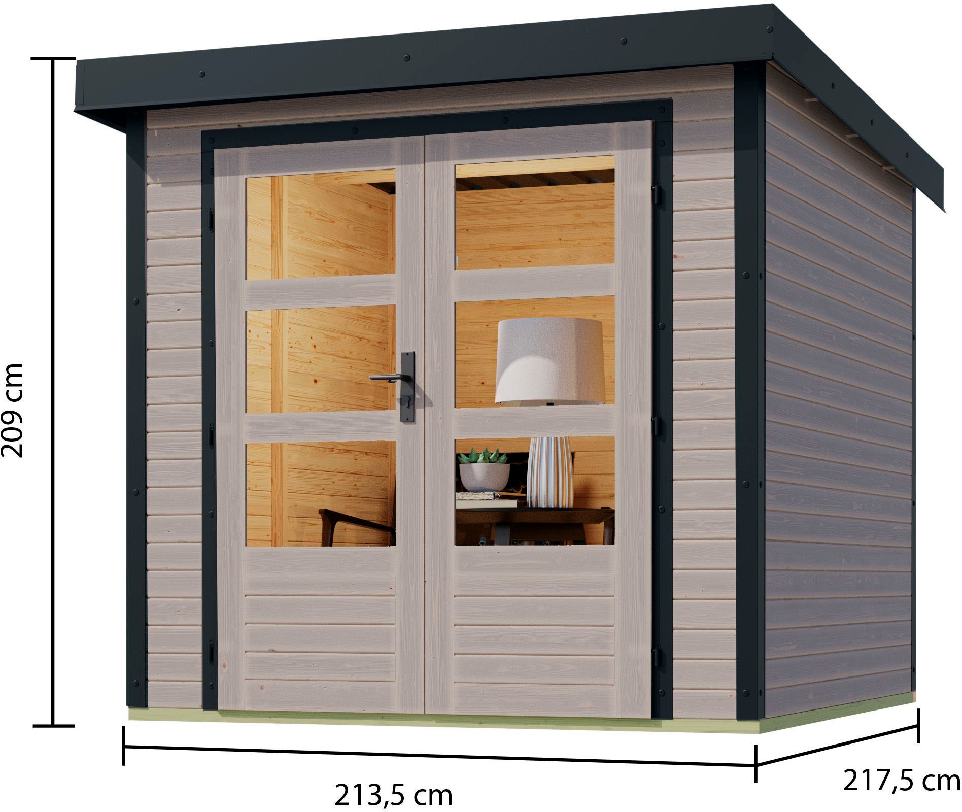 Karibu Gartenhaus »"Jupiter D"«, wassergrau/anthrazit