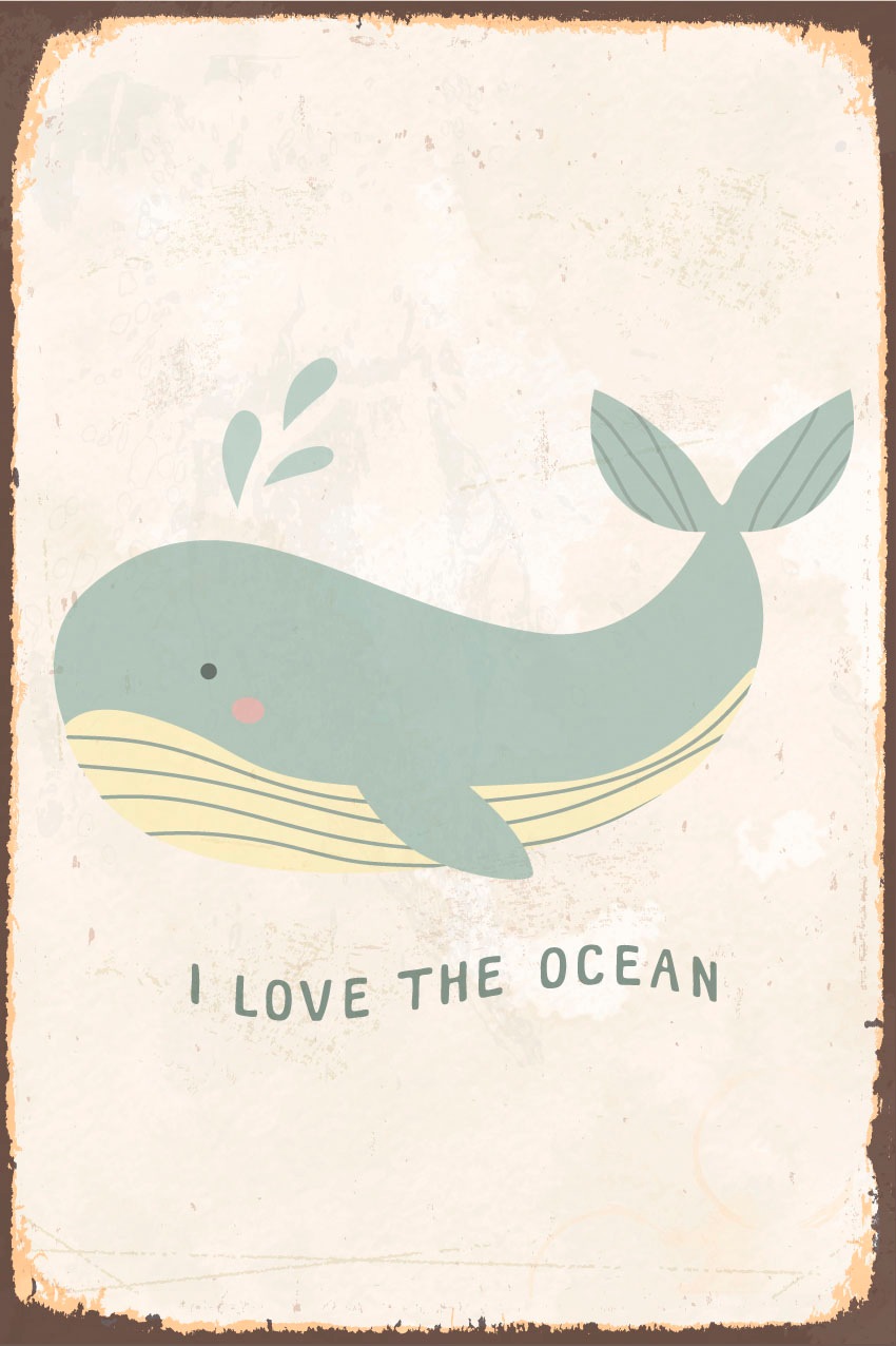 queence Metallbild »Whale« Schriftzug | Schriftzüge | Sprüche | Sprüche & Texte | Wassertiere 1 Stk. tlg. Stahlschilder