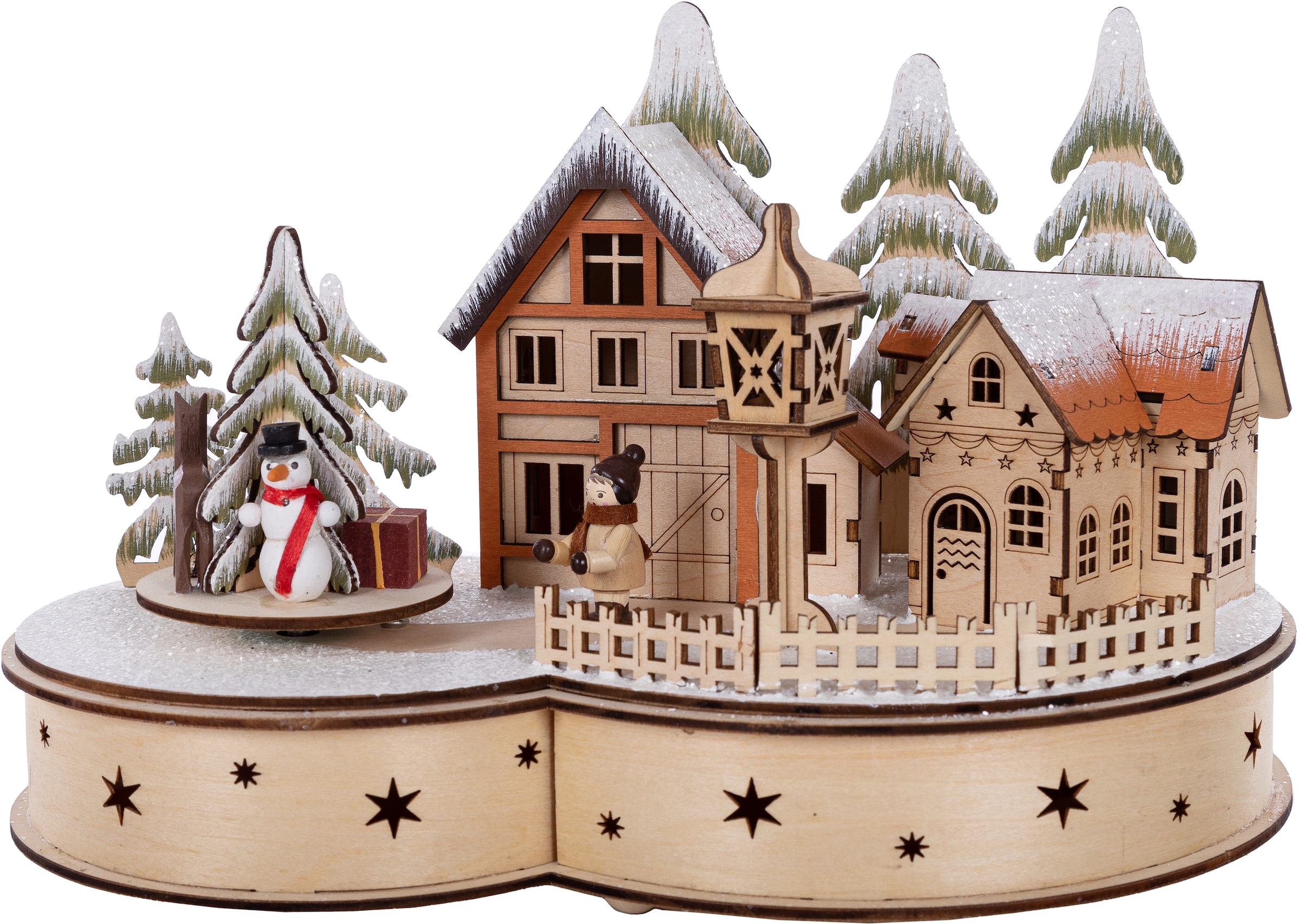 MYFLAIR MÖBEL & ACCESSOIRES Weihnachtsdorf »Winterlandschaft, Weihnachtsdeko« aus Holz, Höhe ca. 19 cm braun