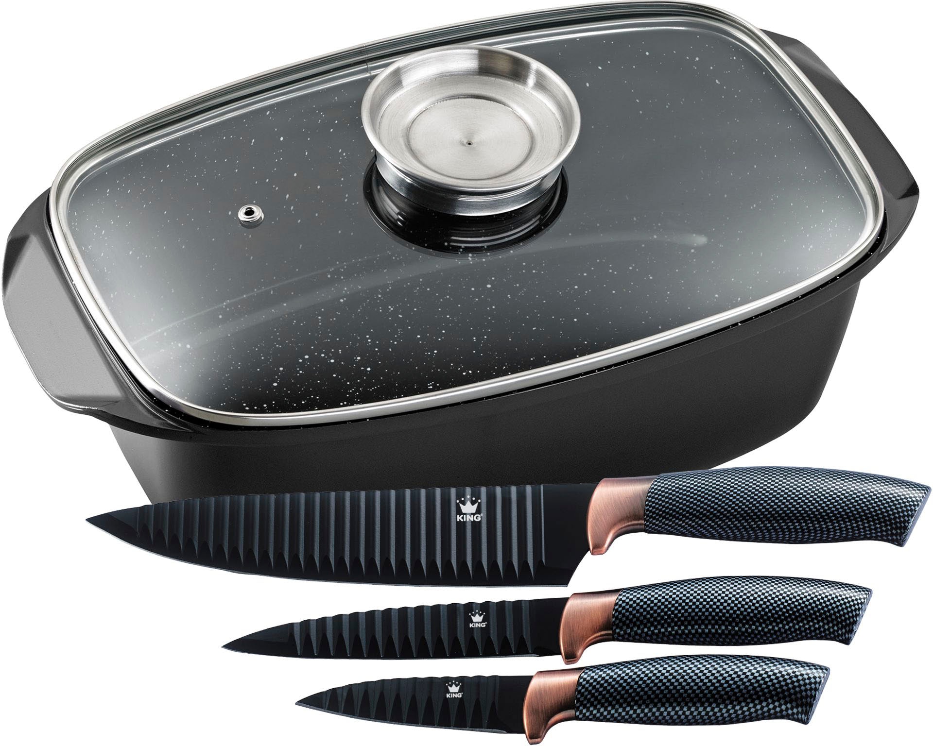 KING Bräter »5 Liter« Set, 3 Küchenmesser im Geschenketui, 5 Stk. tlg. Alum günstig online kaufen
