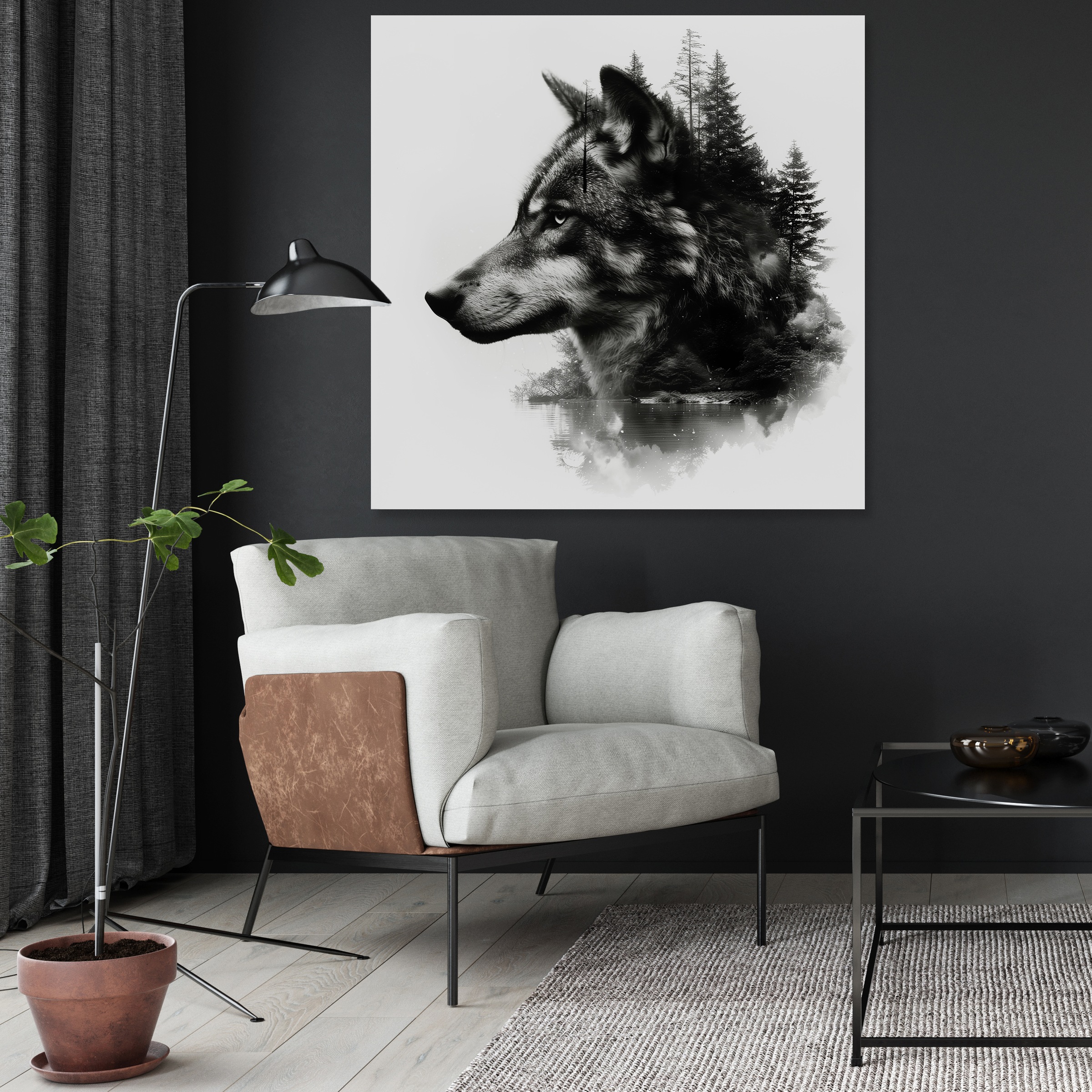 queence Acrylglasbild »Fotomaipulation Wolf«, Baumbilder-Bäume-Gesicht-Kuns günstig online kaufen