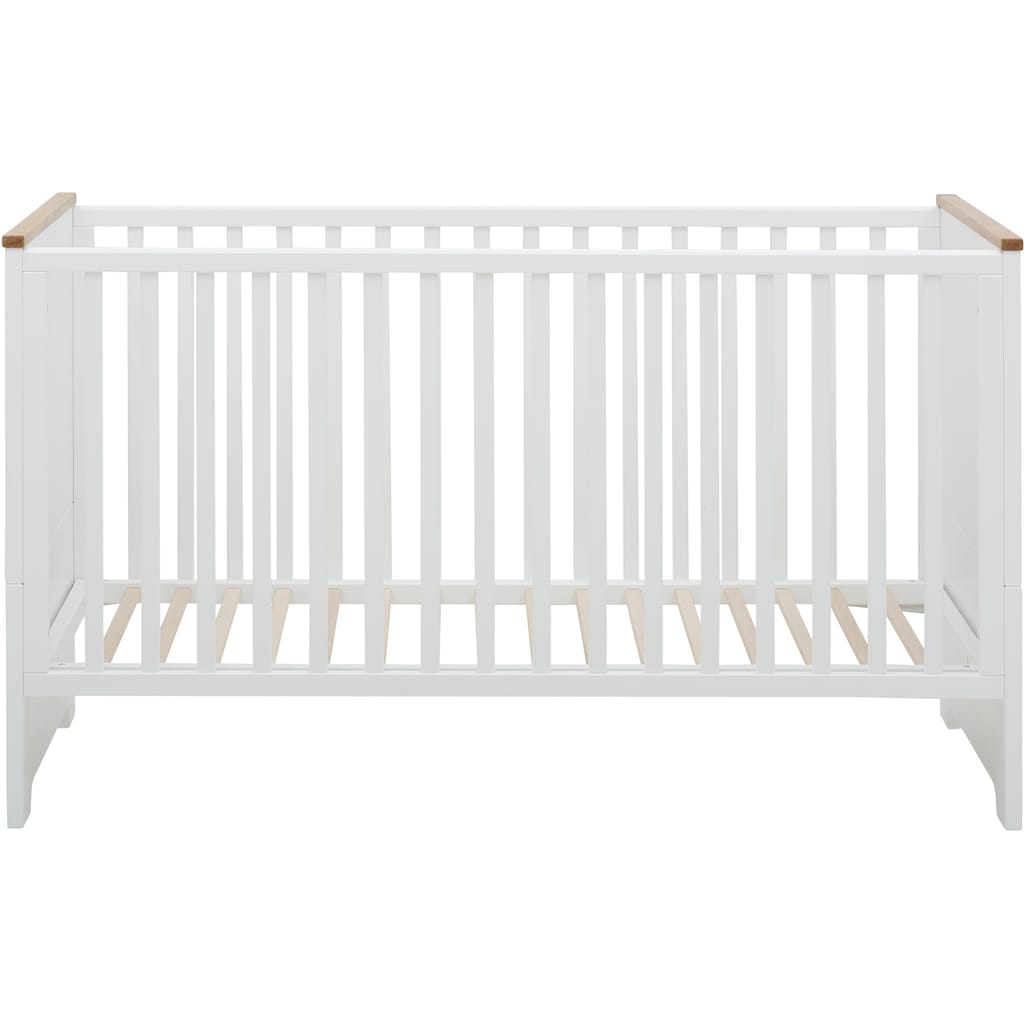 Lüttenhütt Babyzimmer-Komplettset »Lauris, weiß/eiche«, (Set, 3 St., Kinderbett, Schrank, Wickelkommode)