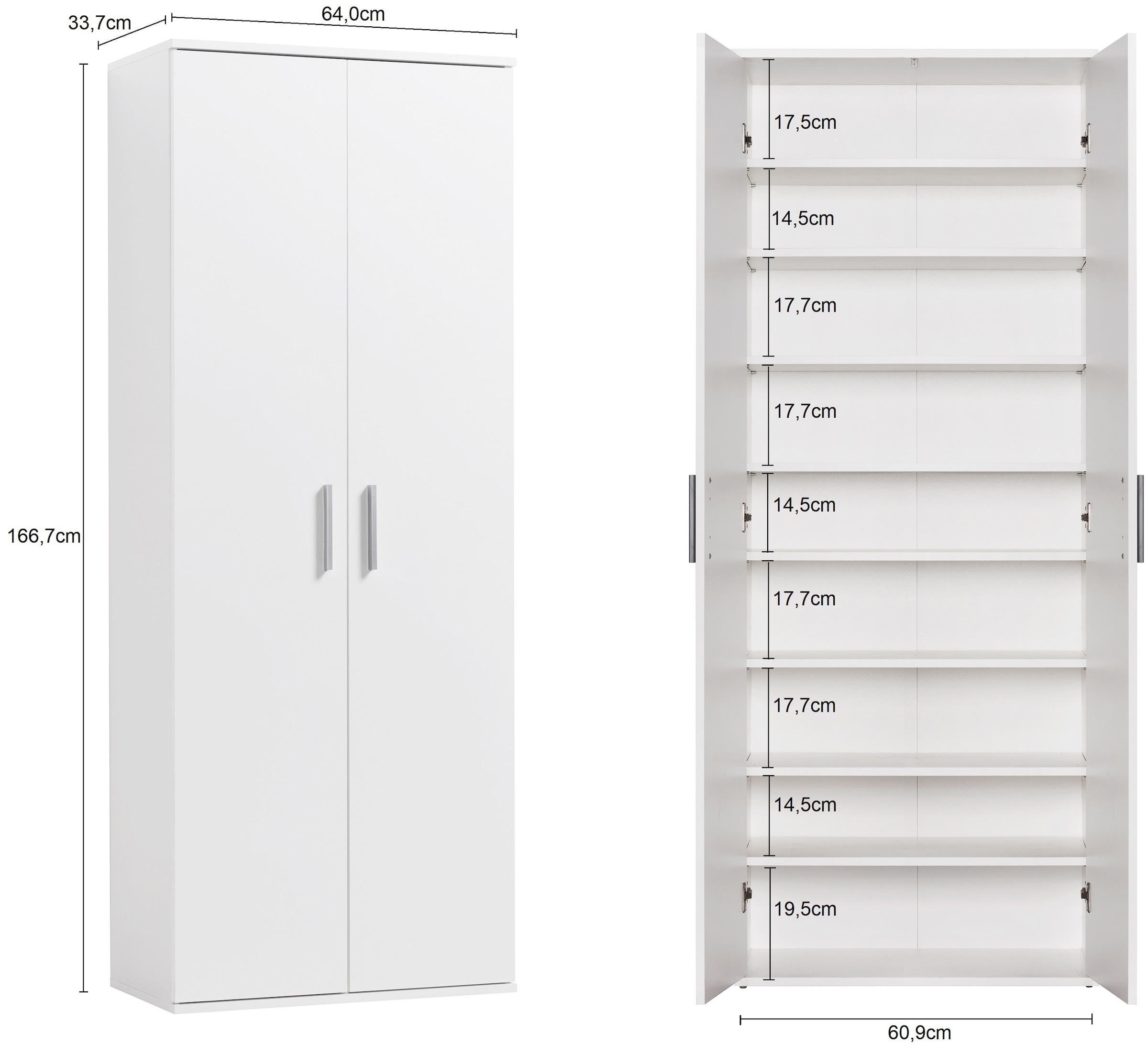 Procontour Schuhschrank »Schrank Clara BESTSELLER!«, (OTTOs Choice), Höhe 167cm, mit variabel verstellbaren Einlegeböden