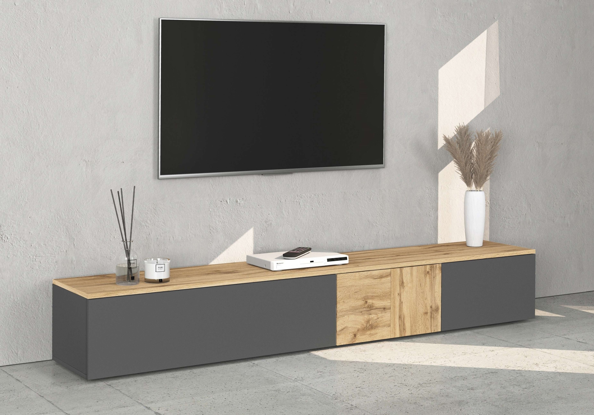 INOSIGN Lowboard »Lowboard ISEO,Lowboard,TV-Kommode,TV-Möbel,TV-Bank« 1 Stk. tlg. stehend/hängend, 1 Klappe, 2 Türen, 3 Fächer, Breite 210 cm