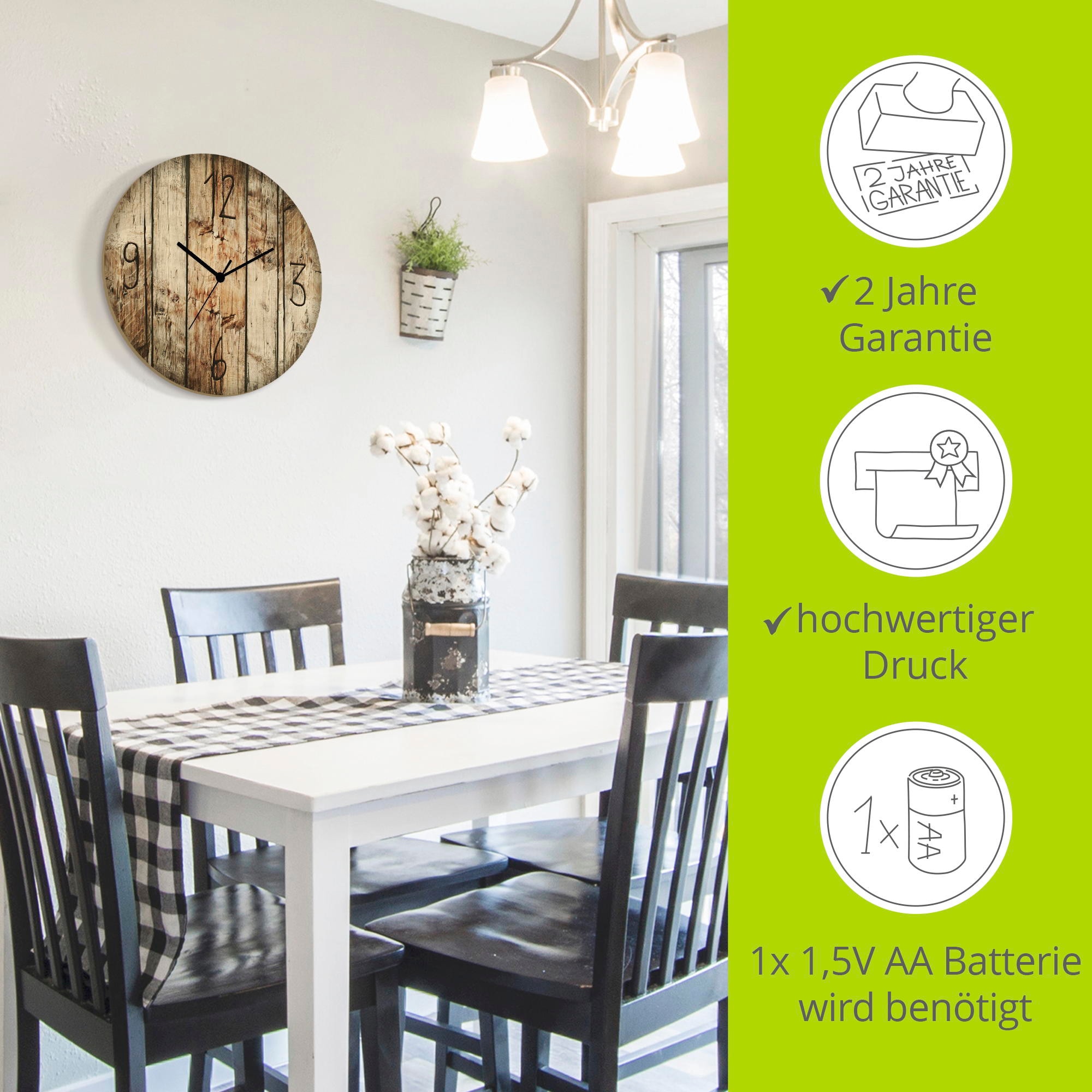 Artland Wanduhr »Chroniken der Natur« wahlweise mit Quarz- oder Funkuhrwerk, lautlos ohne Tickgeräusche