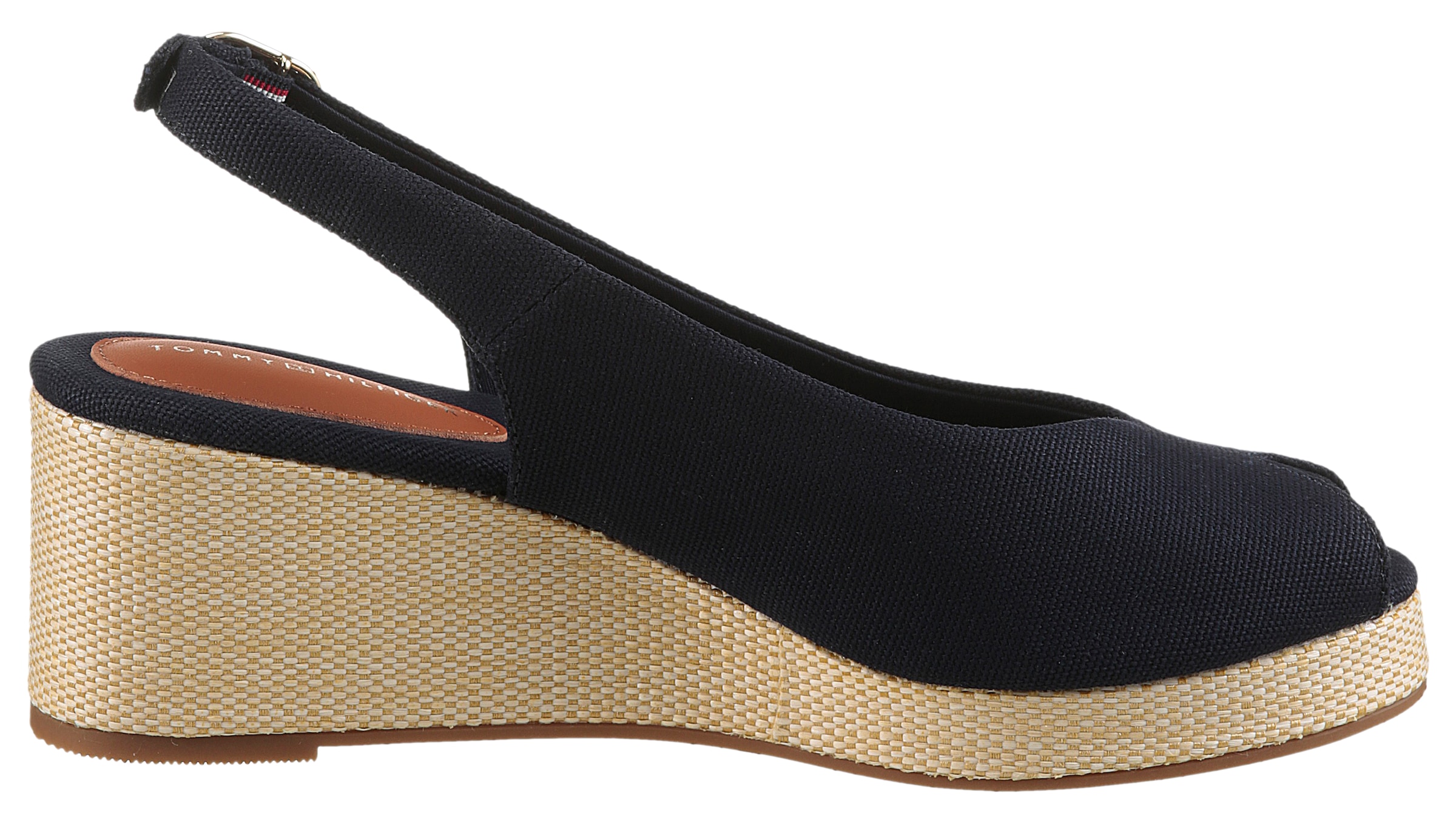 Tommy Hilfiger Keilsandalette »FLAG MID WEDGE ESPAD SLINGBACK«, Plateau, Sommerschuh, Riemchensandale mit verstellbarer Schnalle