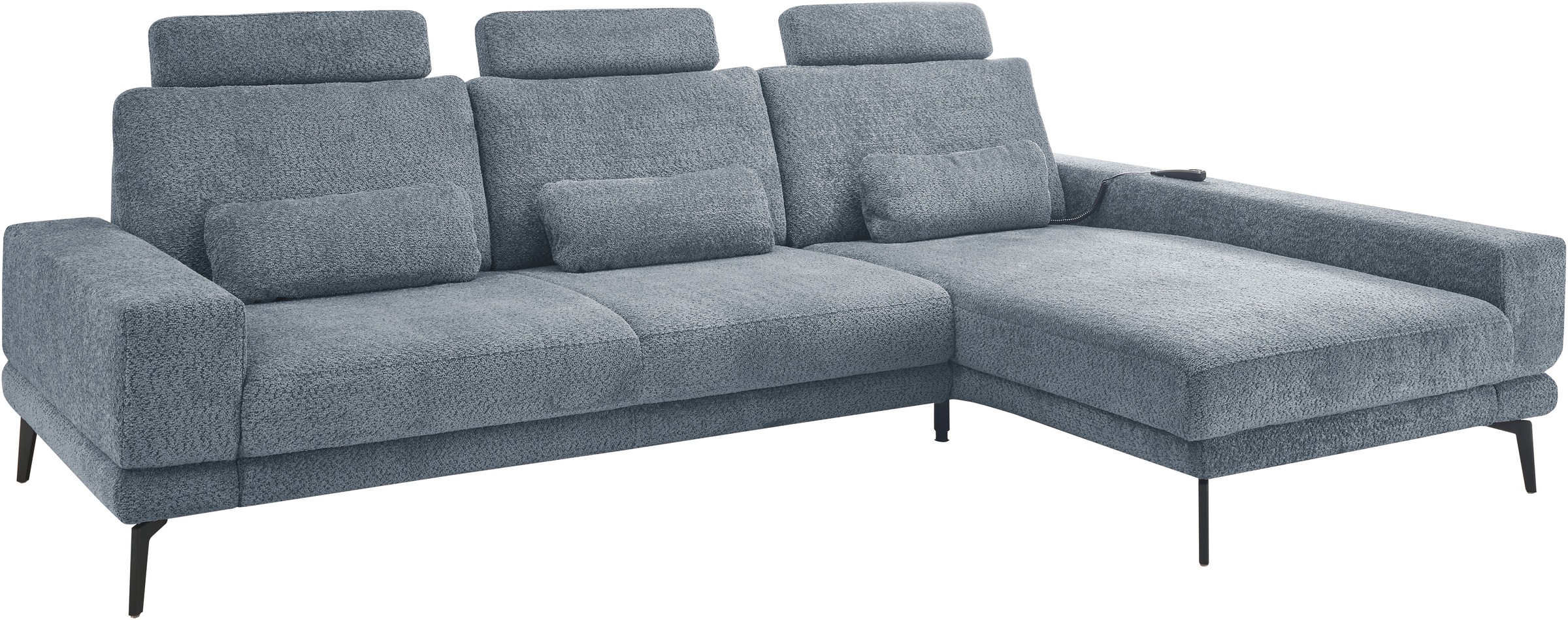 set one by Musterring Ecksofa »SO 3600, inkl motor. Sitztiefenverstellung, Kopfstützen, Nierenkissen«, Sitzhöhe 44 cm, Kaltschaum, Breite 293 x Tiefe 180 cm, Kama blue