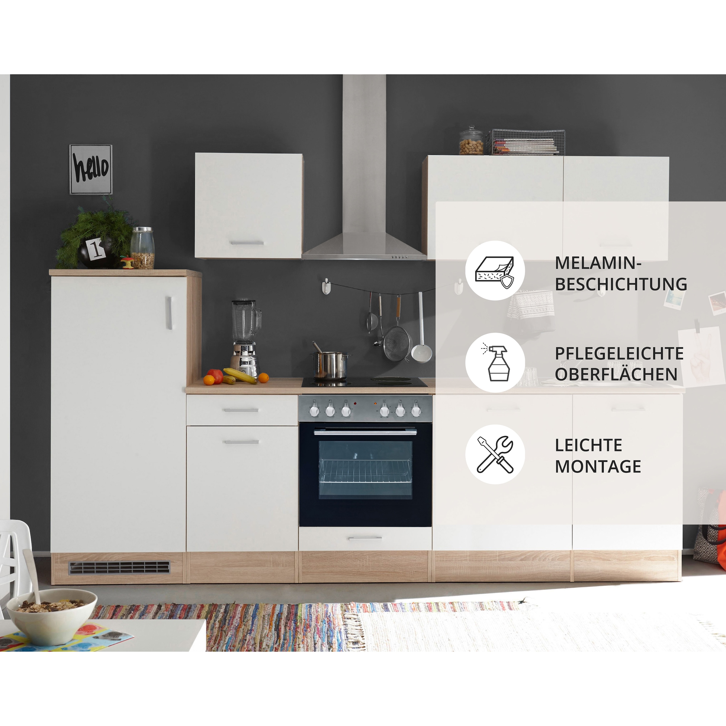 BASIC by Balculina Küchenzeile »Andy« Breite 280 cm, wahlweise mit E-Geräten